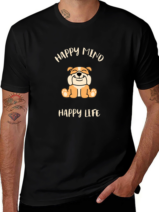 Happy Mind Happy Life Bulldog Graphic Tee