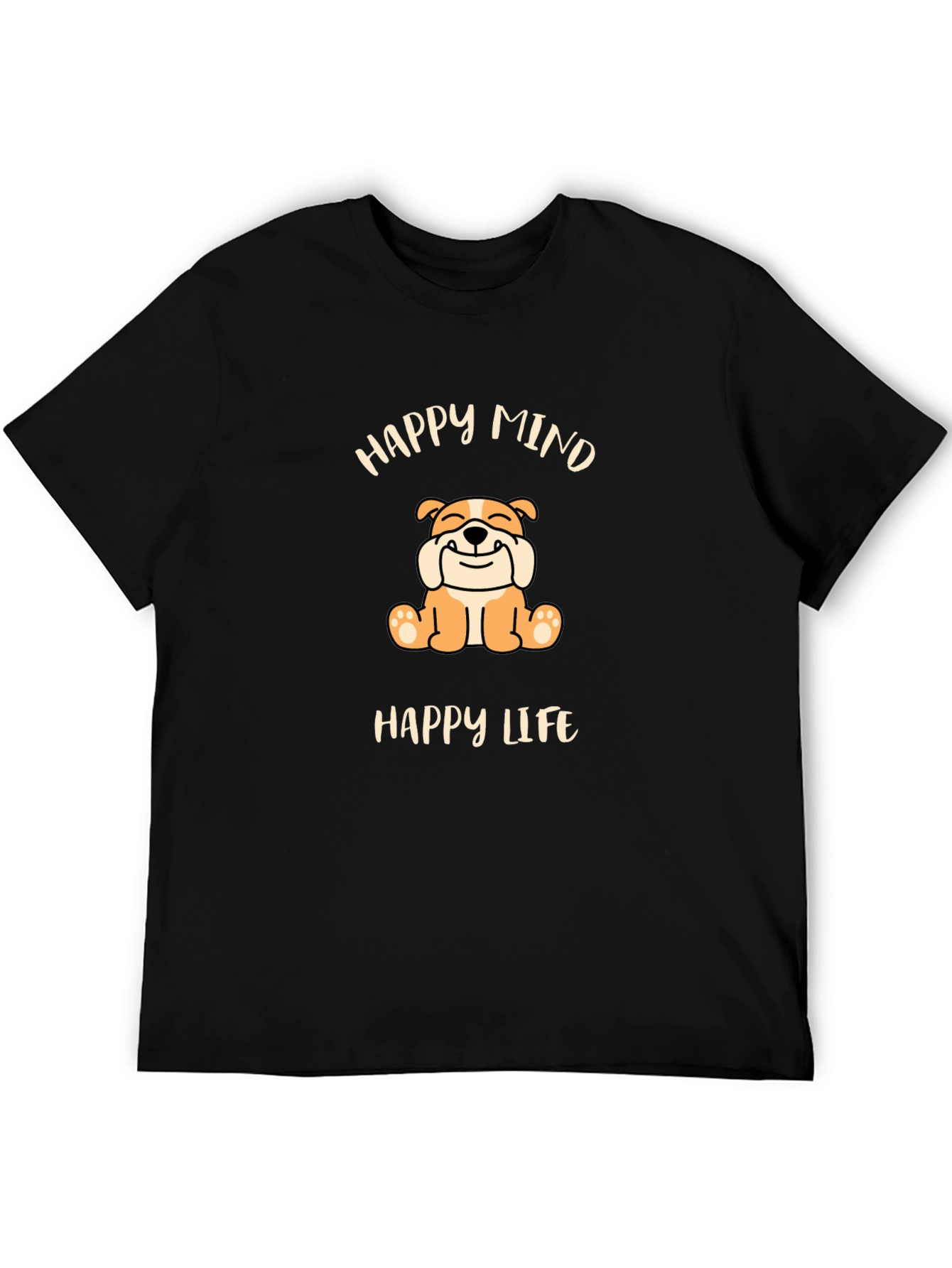 Happy Mind Happy Life Bulldog Graphic Tee