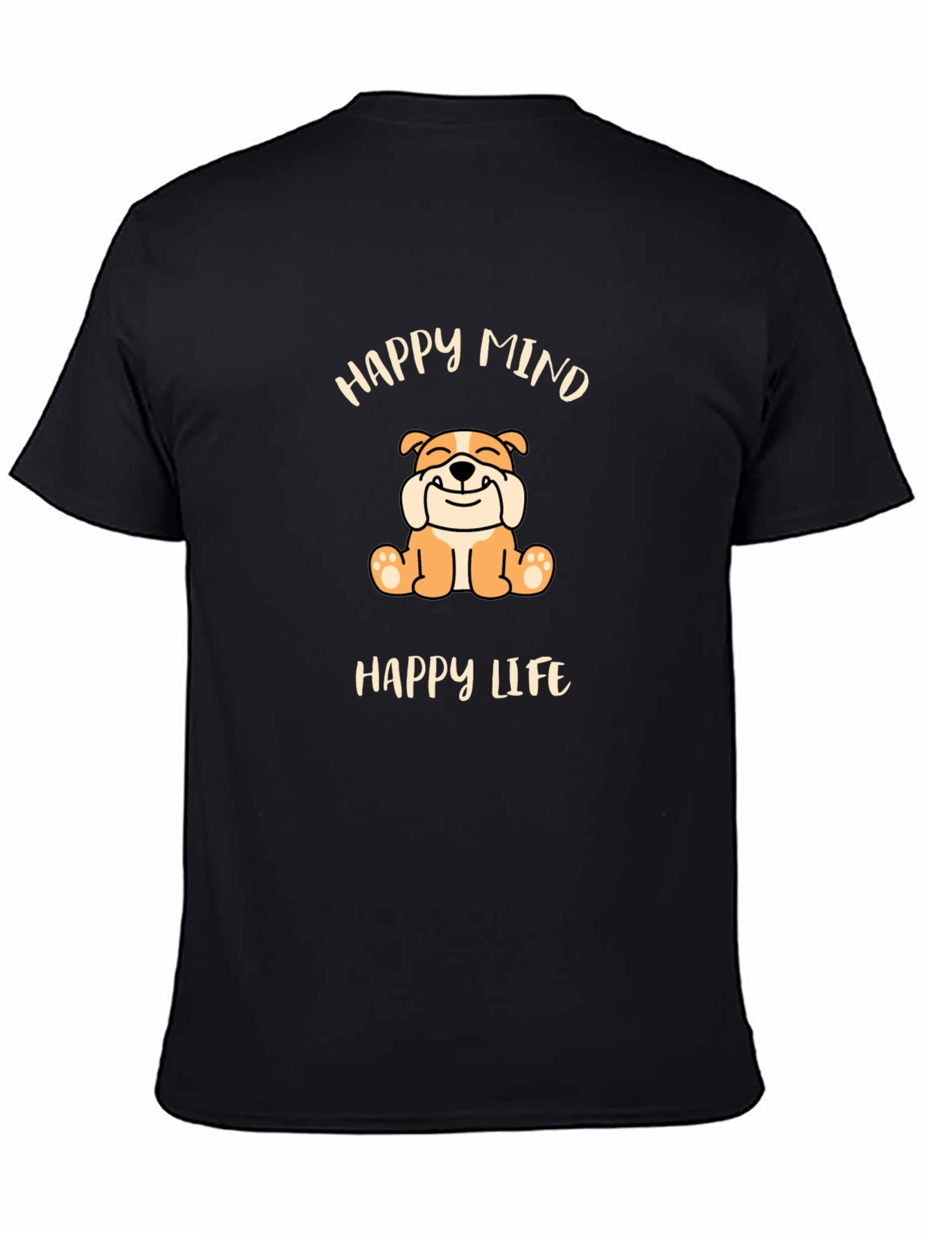 Happy Mind Happy Life Bulldog Graphic Tee