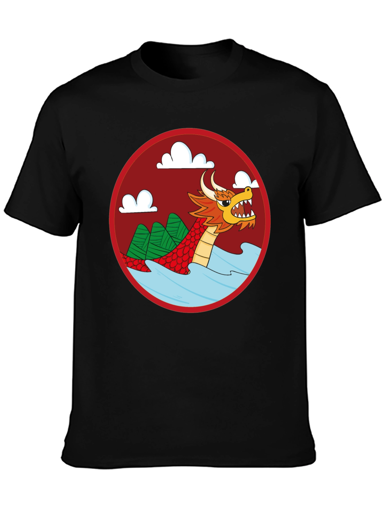 Dragon Graphic Tee - Black Crew Neck Cotton T-Shirt