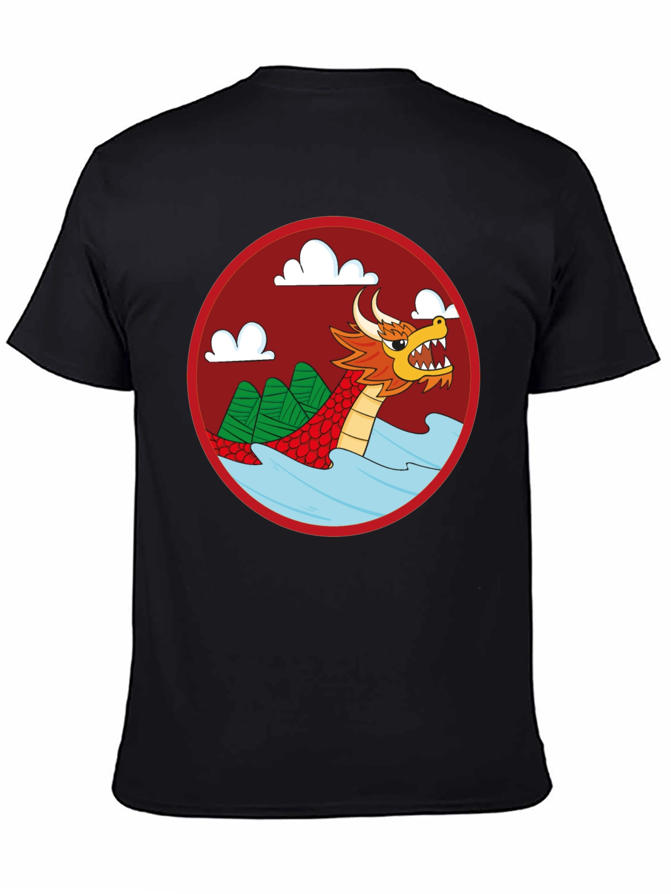 Dragon Graphic Tee - Black Crew Neck Cotton T-Shirt