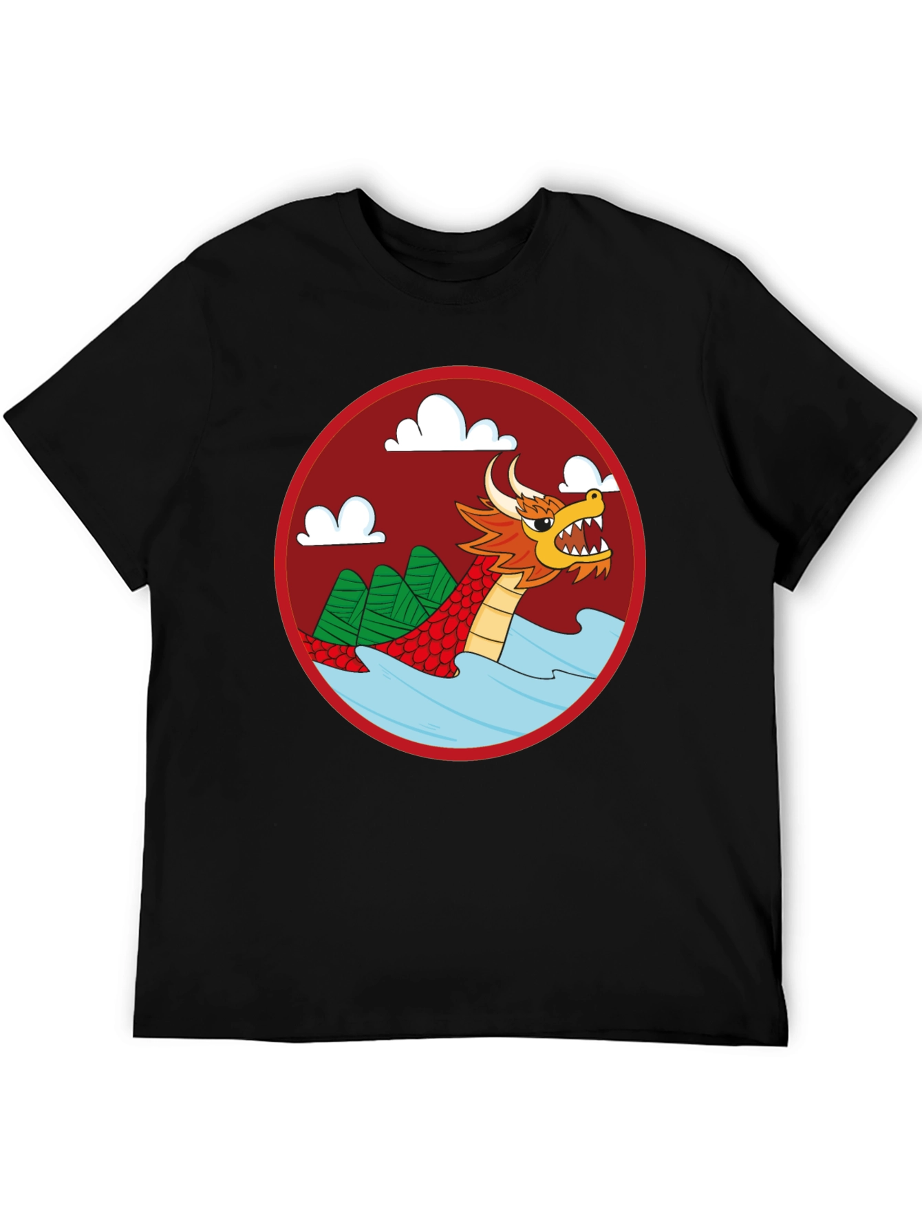 Dragon Graphic Tee - Black Crew Neck Cotton T-Shirt