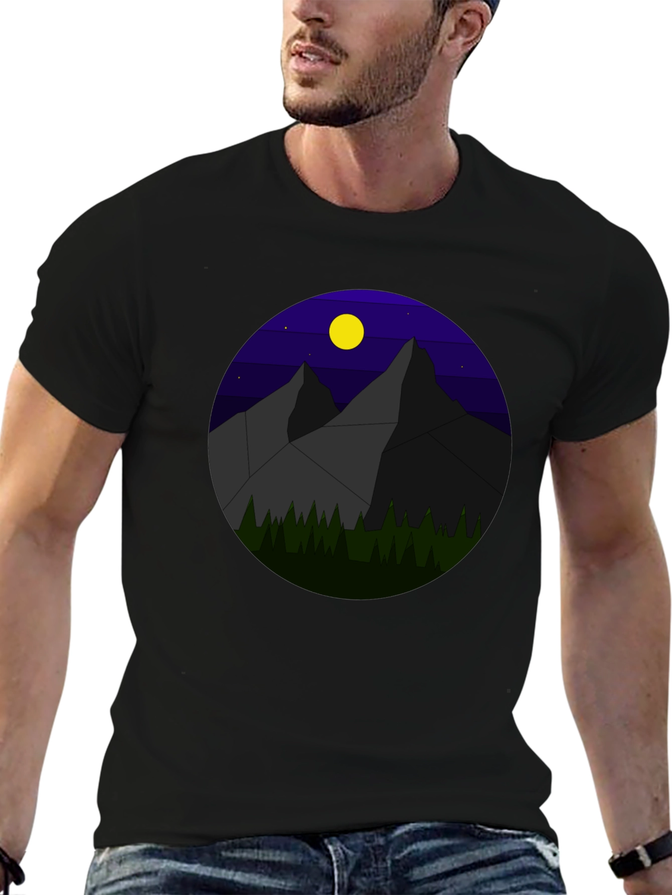 Geometric Mountain Nightscape T-Shirt