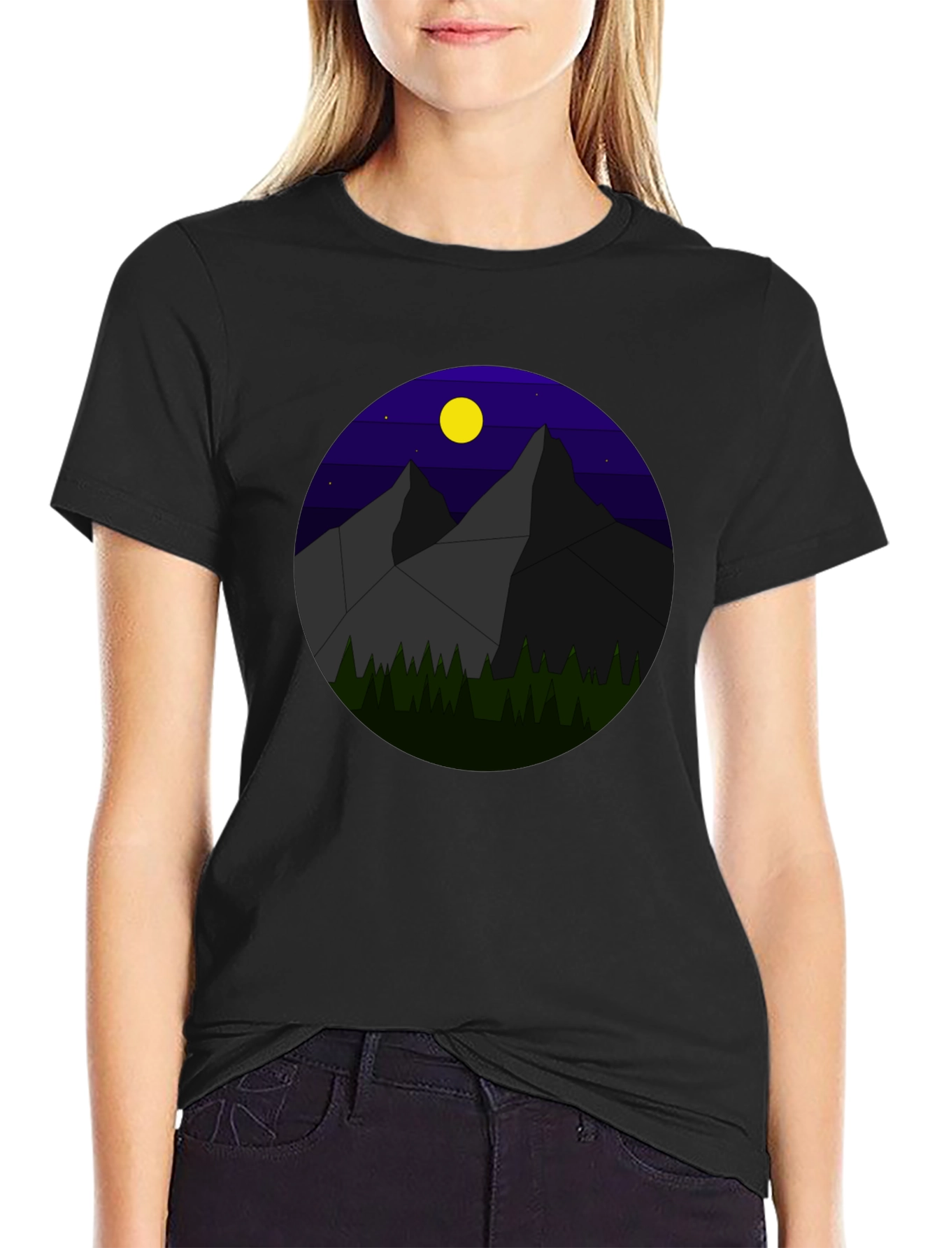 Geometric Mountain Nightscape T-Shirt