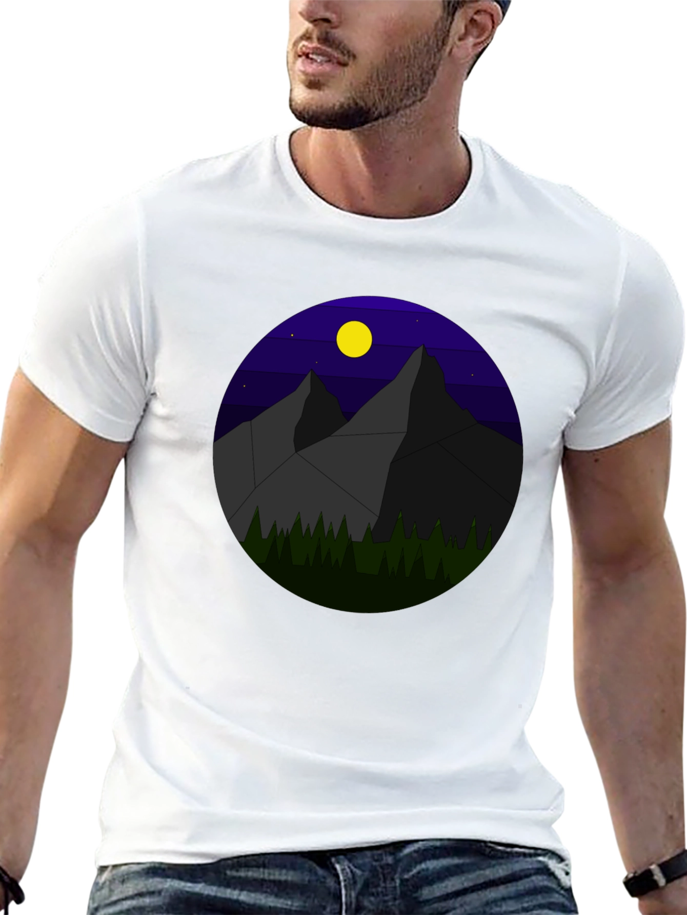 Geometric Mountain Nightscape T-Shirt
