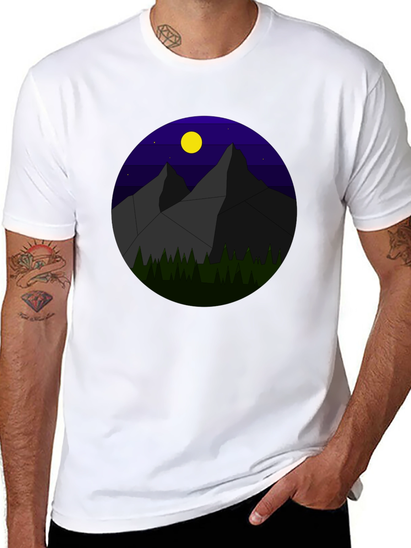 Geometric Mountain Nightscape T-Shirt
