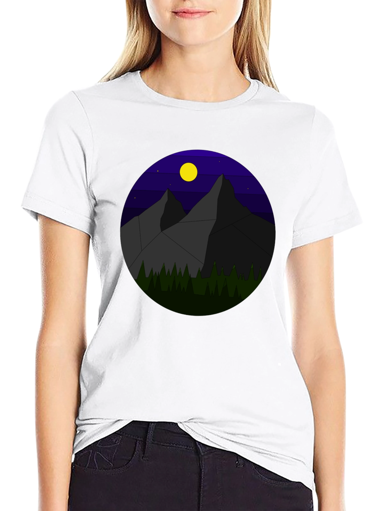 Geometric Mountain Nightscape T-Shirt