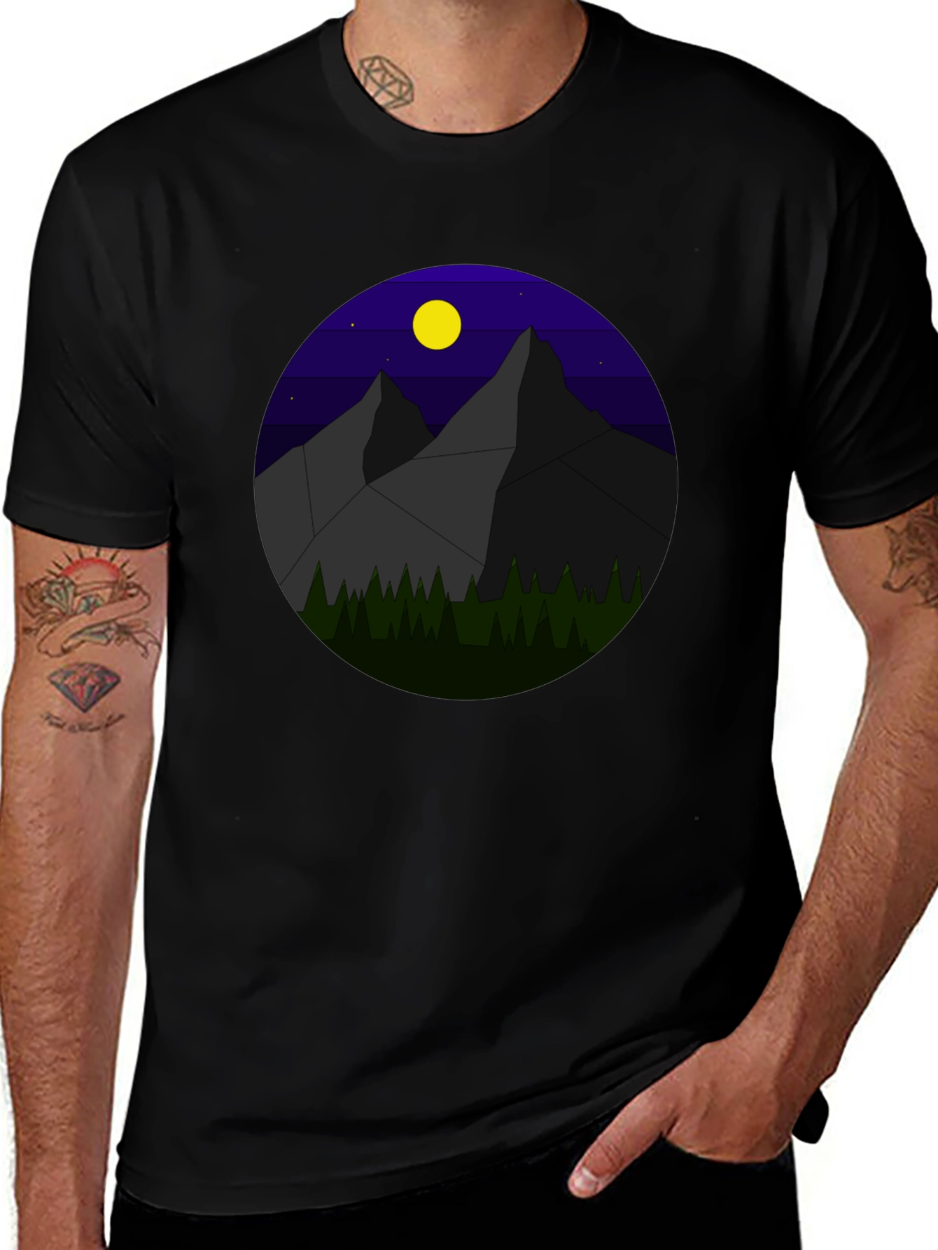 Geometric Mountain Nightscape T-Shirt