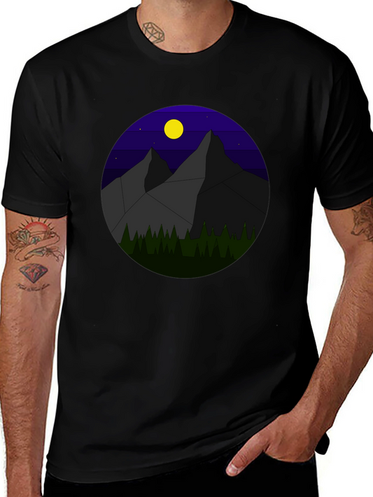 Geometric Mountain Nightscape T-Shirt