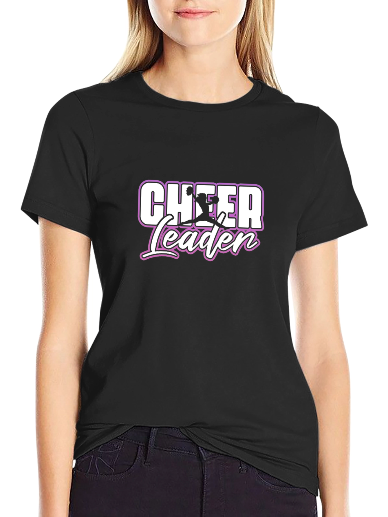 Cheerleader Graphic Tee - Black