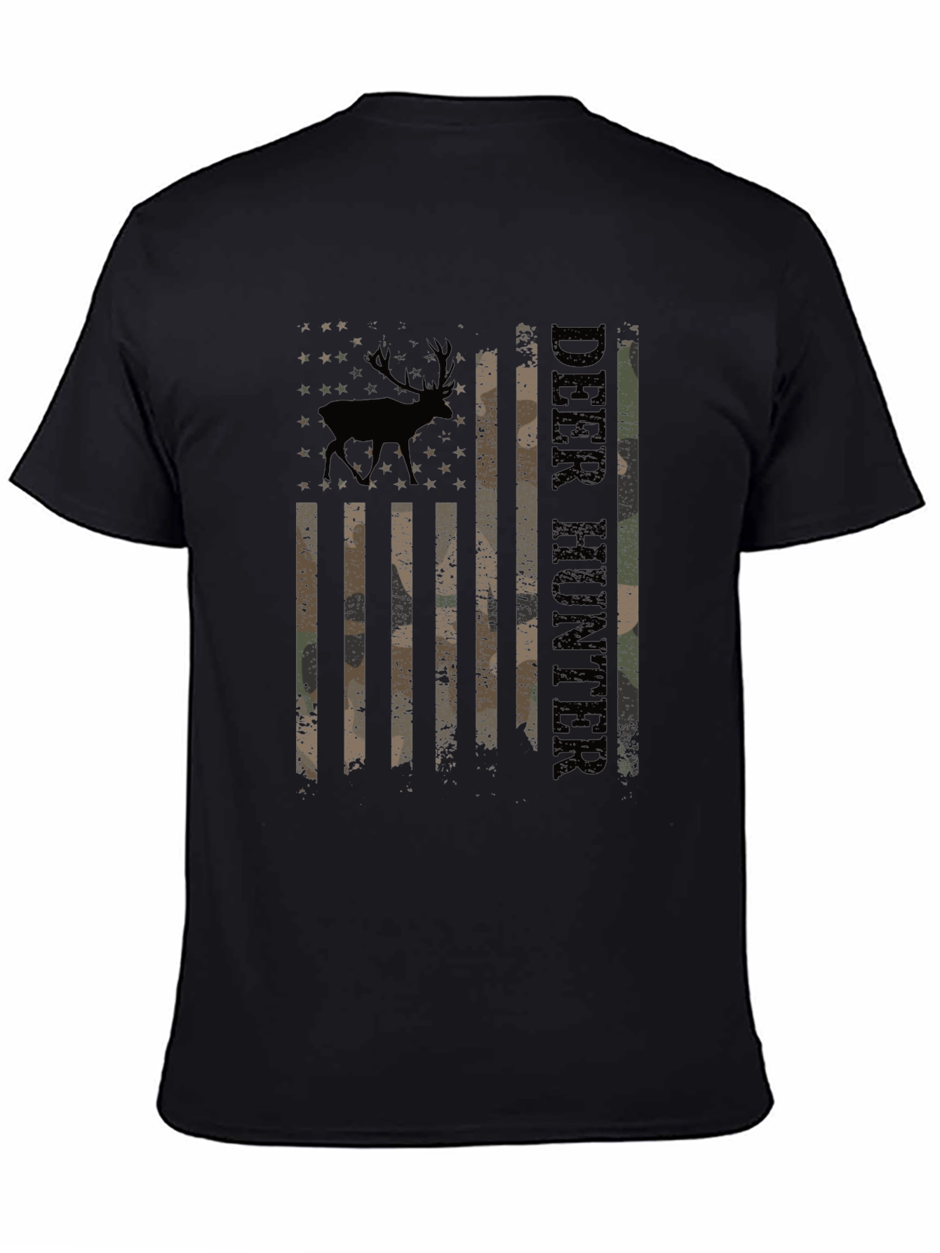 Deer Hunter Flag Graphic Tee - Black