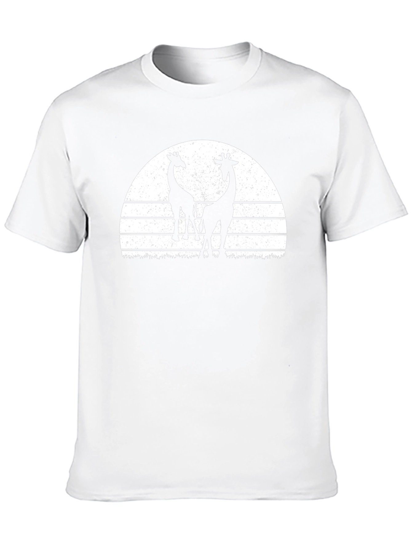 Giraffe Silhouette Sunset Graphic Tee - Black