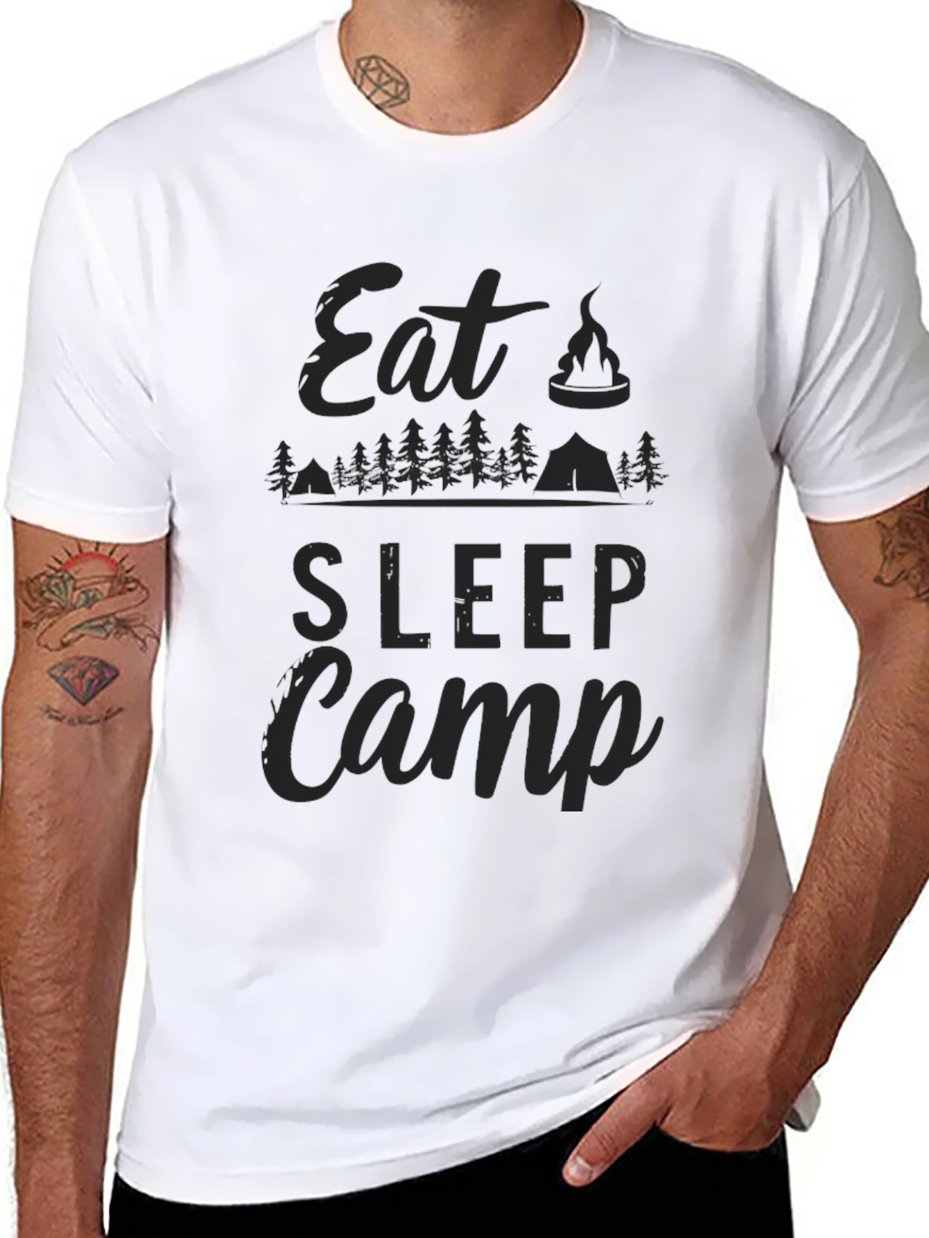Eat Sleep Camp Graphic Tee - Black Camping T-Shirt