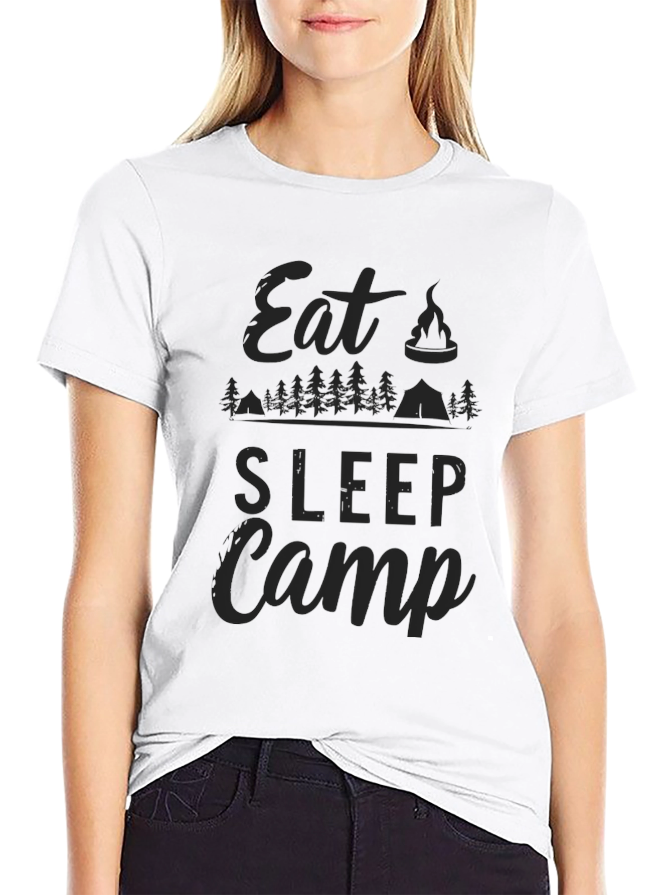 Eat Sleep Camp Graphic Tee - Black Camping T-Shirt