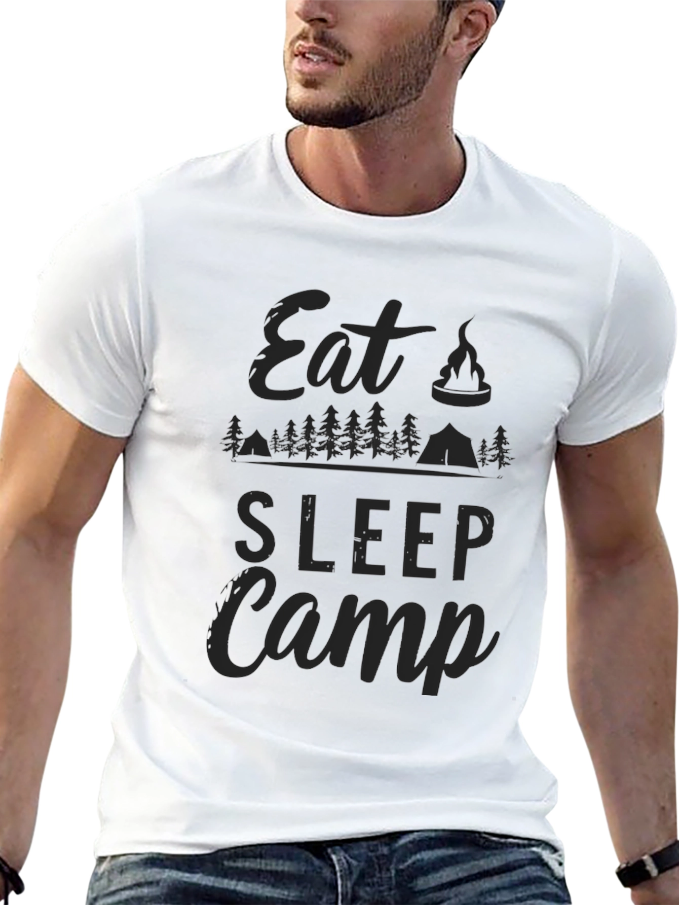 Eat Sleep Camp Graphic Tee - Black Camping T-Shirt