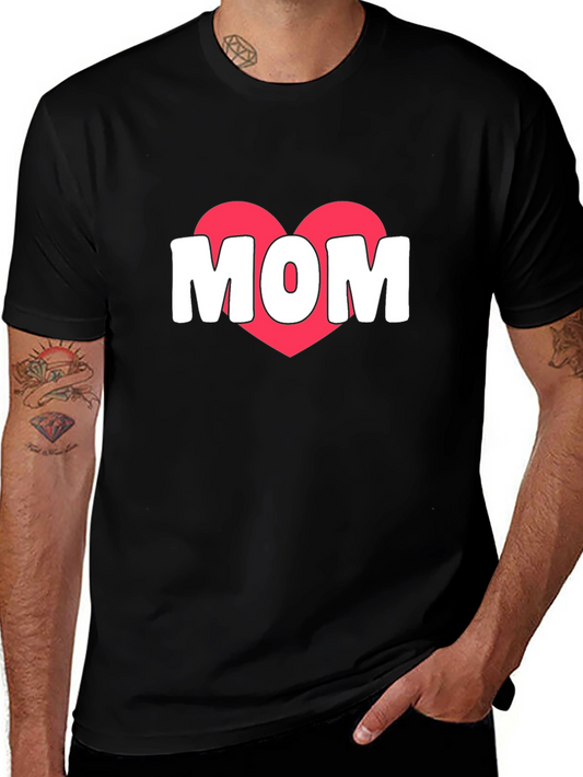 Mom Heart Graphic T-Shirt - Black