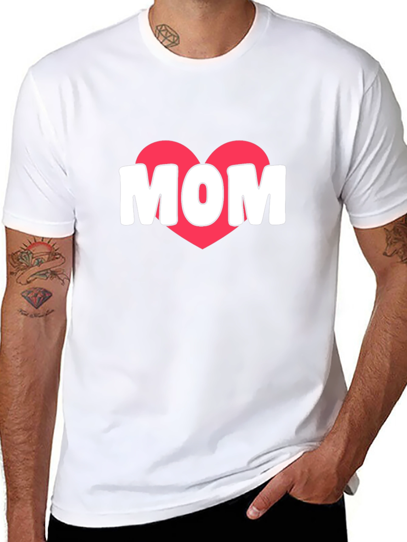 Mom Heart Graphic T-Shirt - Black