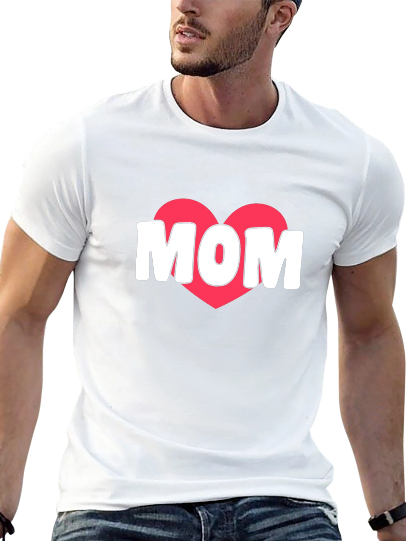 Mom Heart Graphic T-Shirt - Black