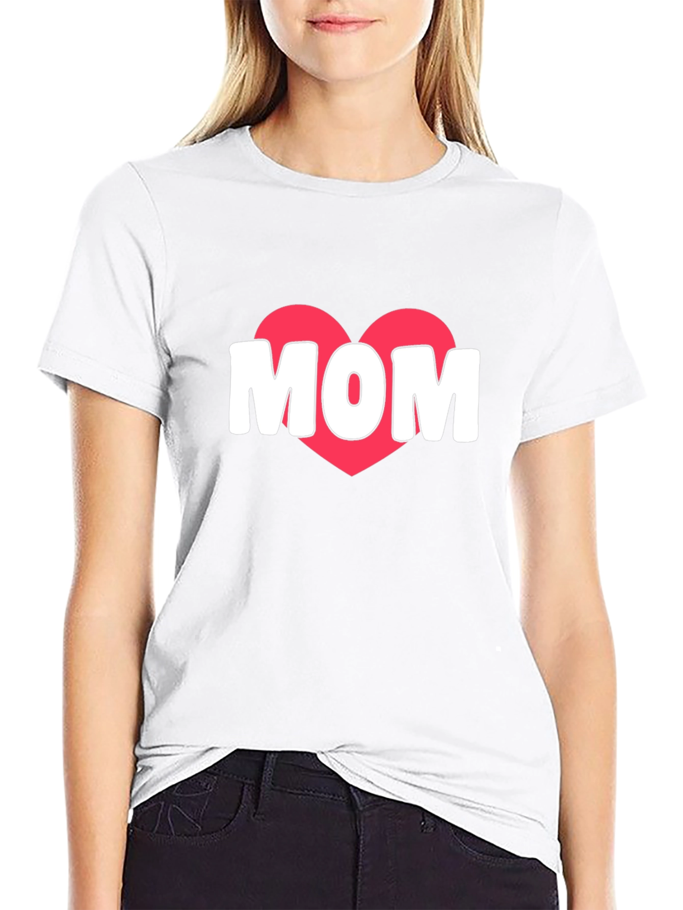 Mom Heart Graphic T-Shirt - Black
