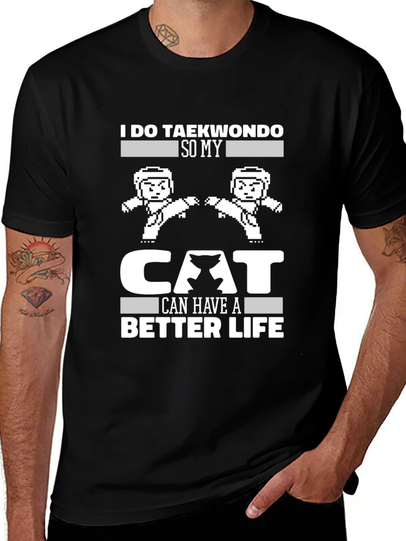 Taekwondo Cat Life T-Shirt Funny Martial Arts Tee