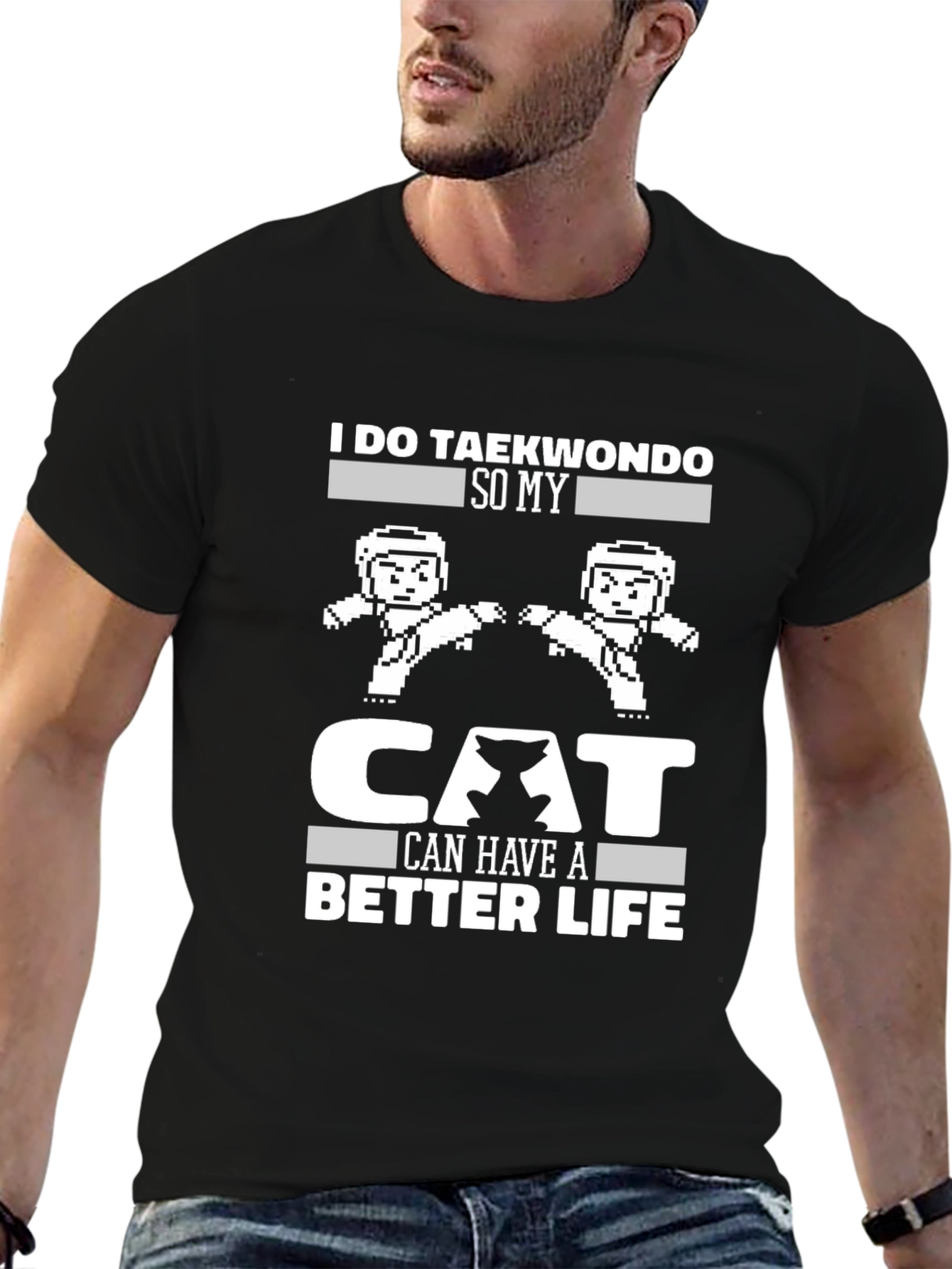Taekwondo Cat Life T-Shirt Funny Martial Arts Tee