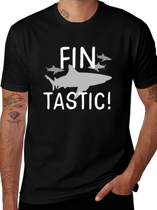 Fin-tastic Shark Graphic T-Shirt - Black Cotton Tee
