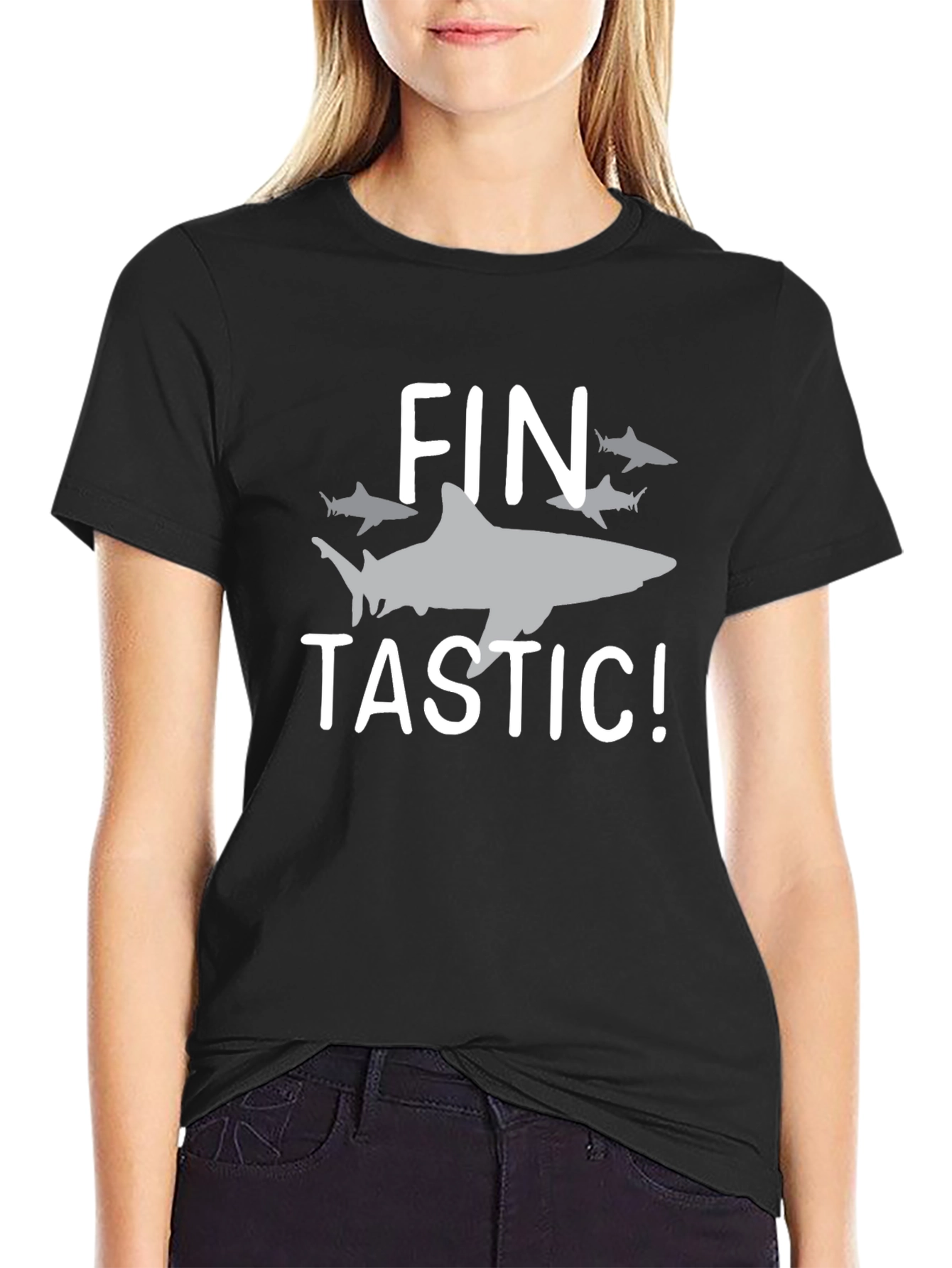 Fin-tastic Shark Graphic T-Shirt - Black Cotton Tee