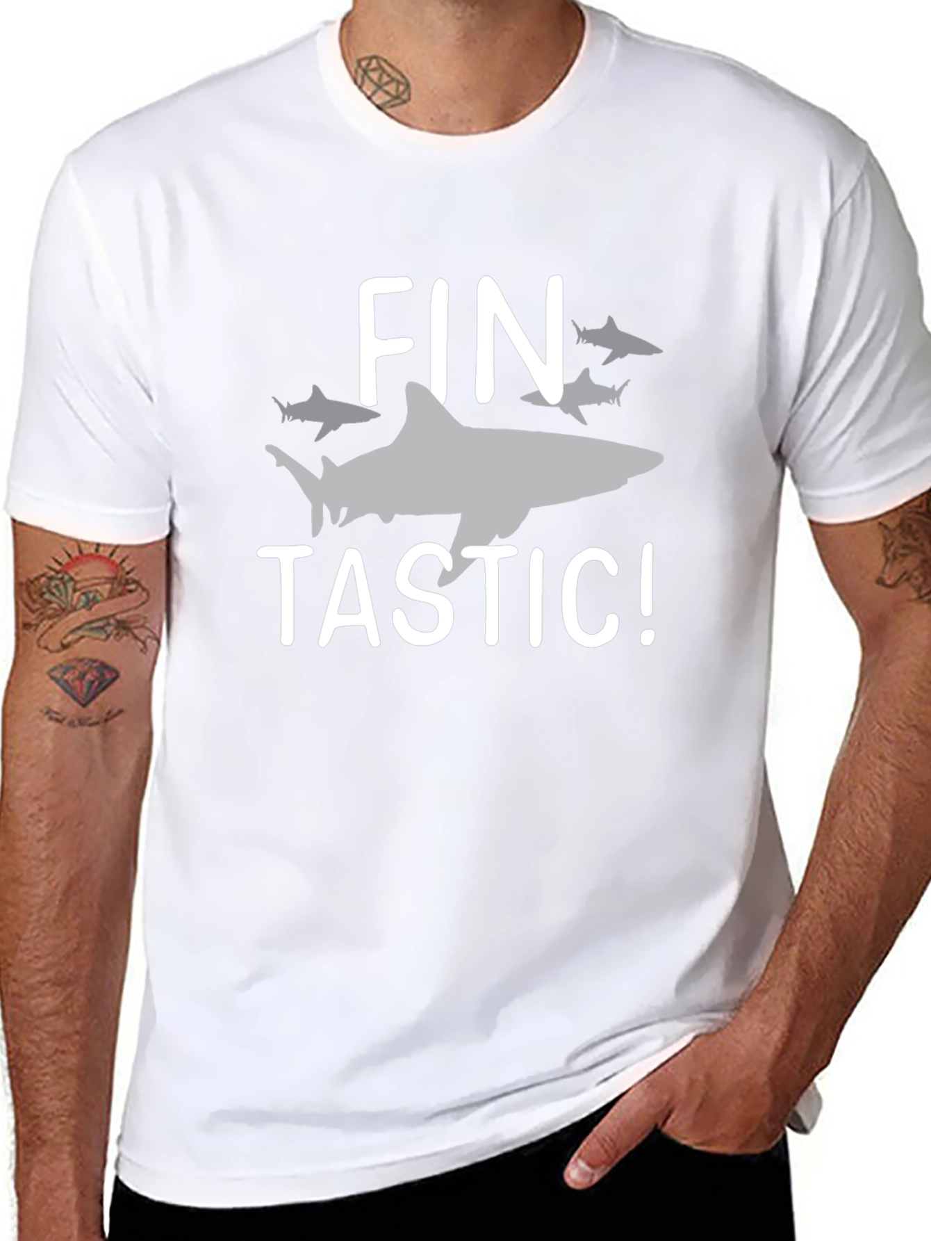 Fin-tastic Shark Graphic T-Shirt - Black Cotton Tee