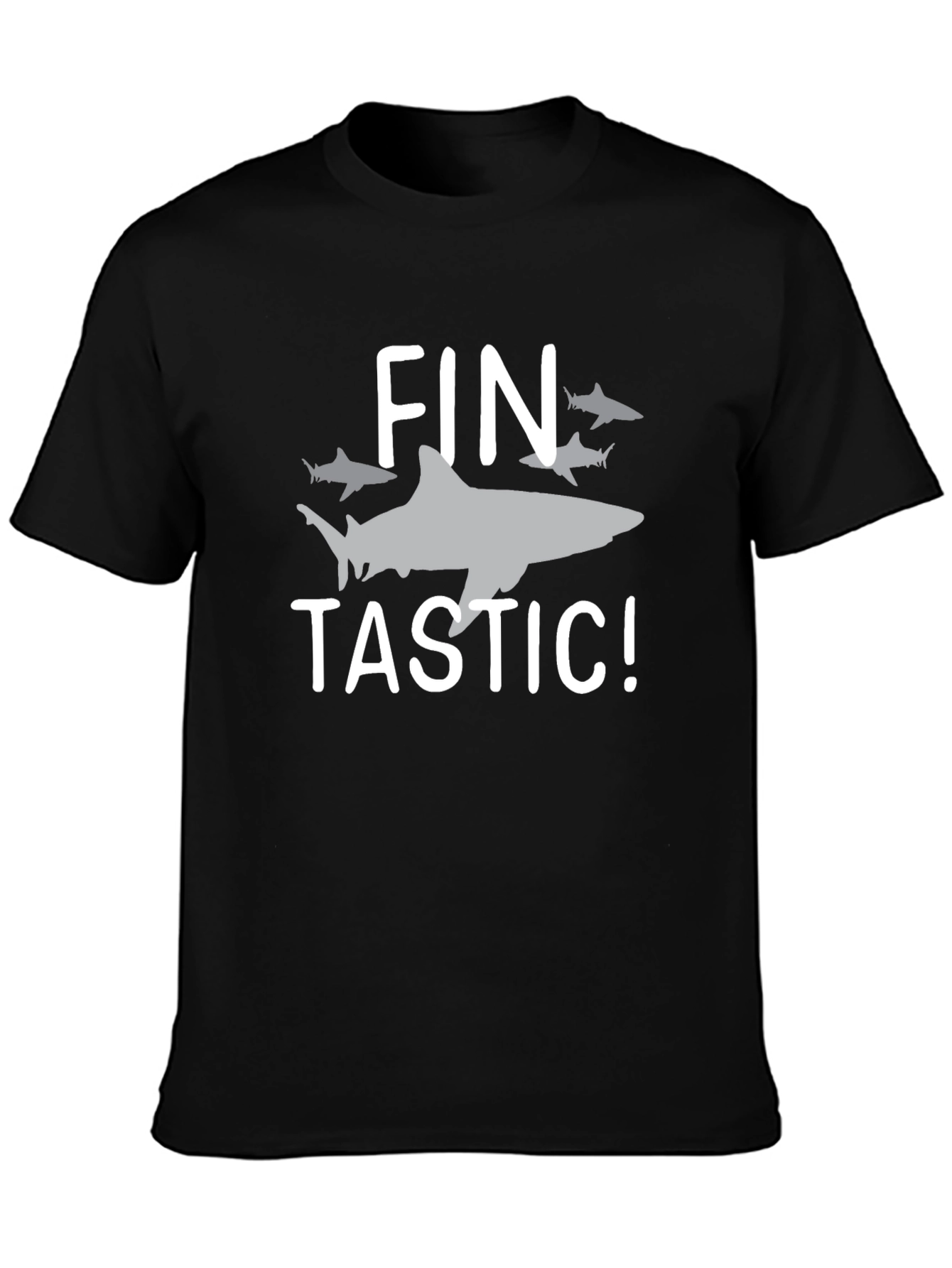 Fin-tastic Shark Graphic T-Shirt - Black Cotton Tee
