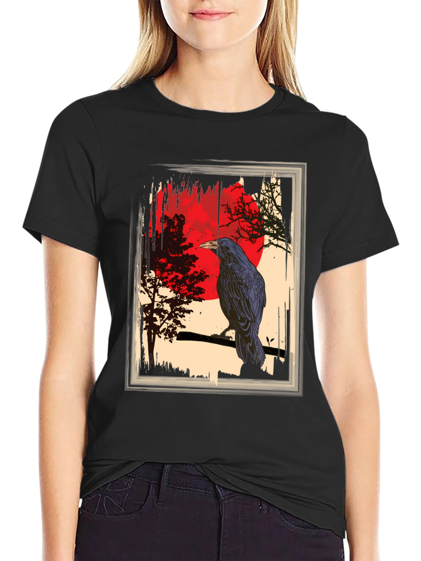 Raven Moon Graphic Tee - Dark Avian Style