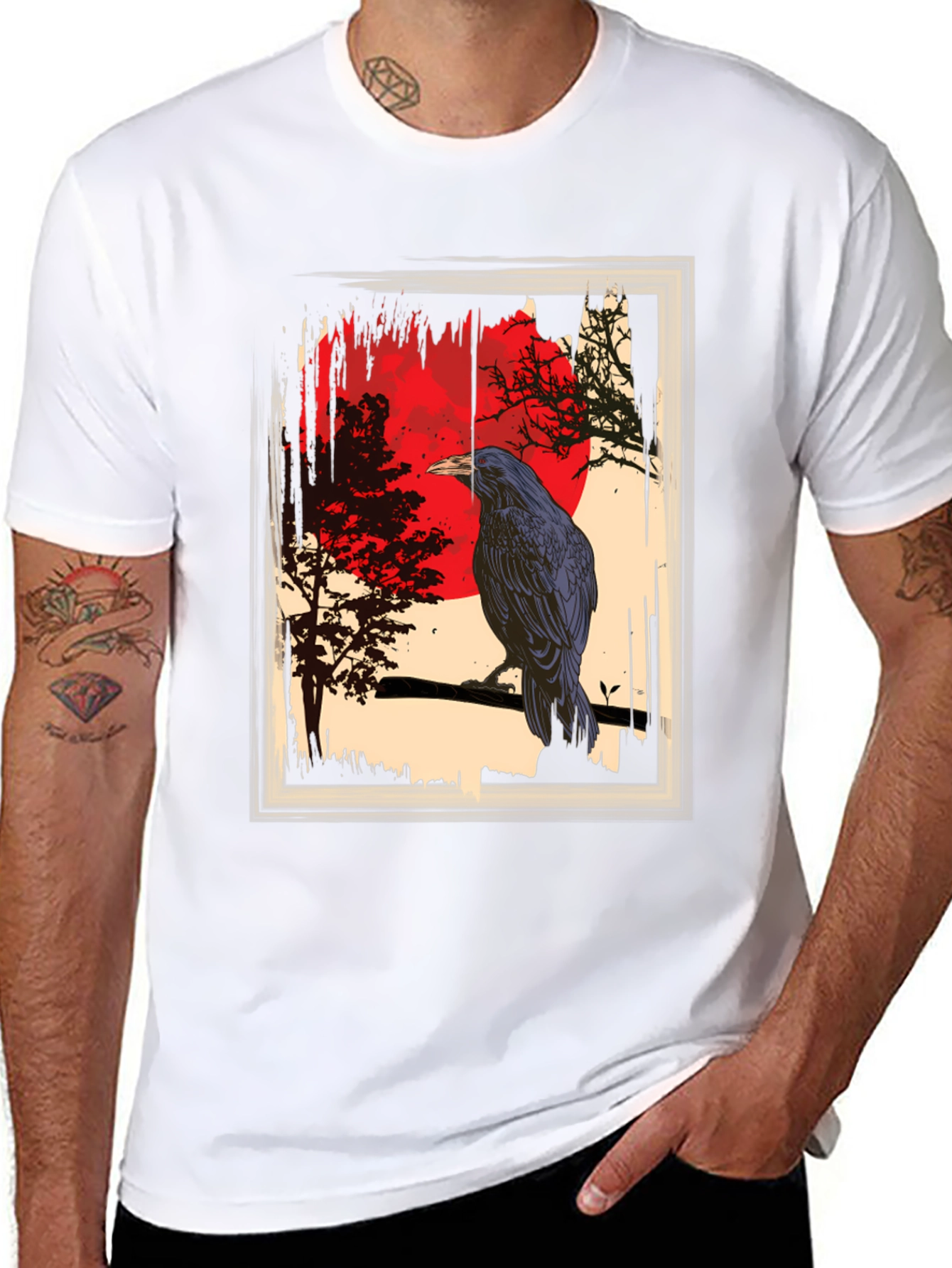 Raven Moon Graphic Tee - Dark Avian Style
