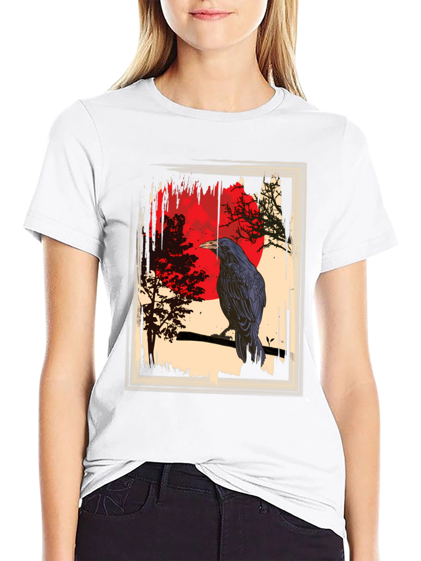Raven Moon Graphic Tee - Dark Avian Style