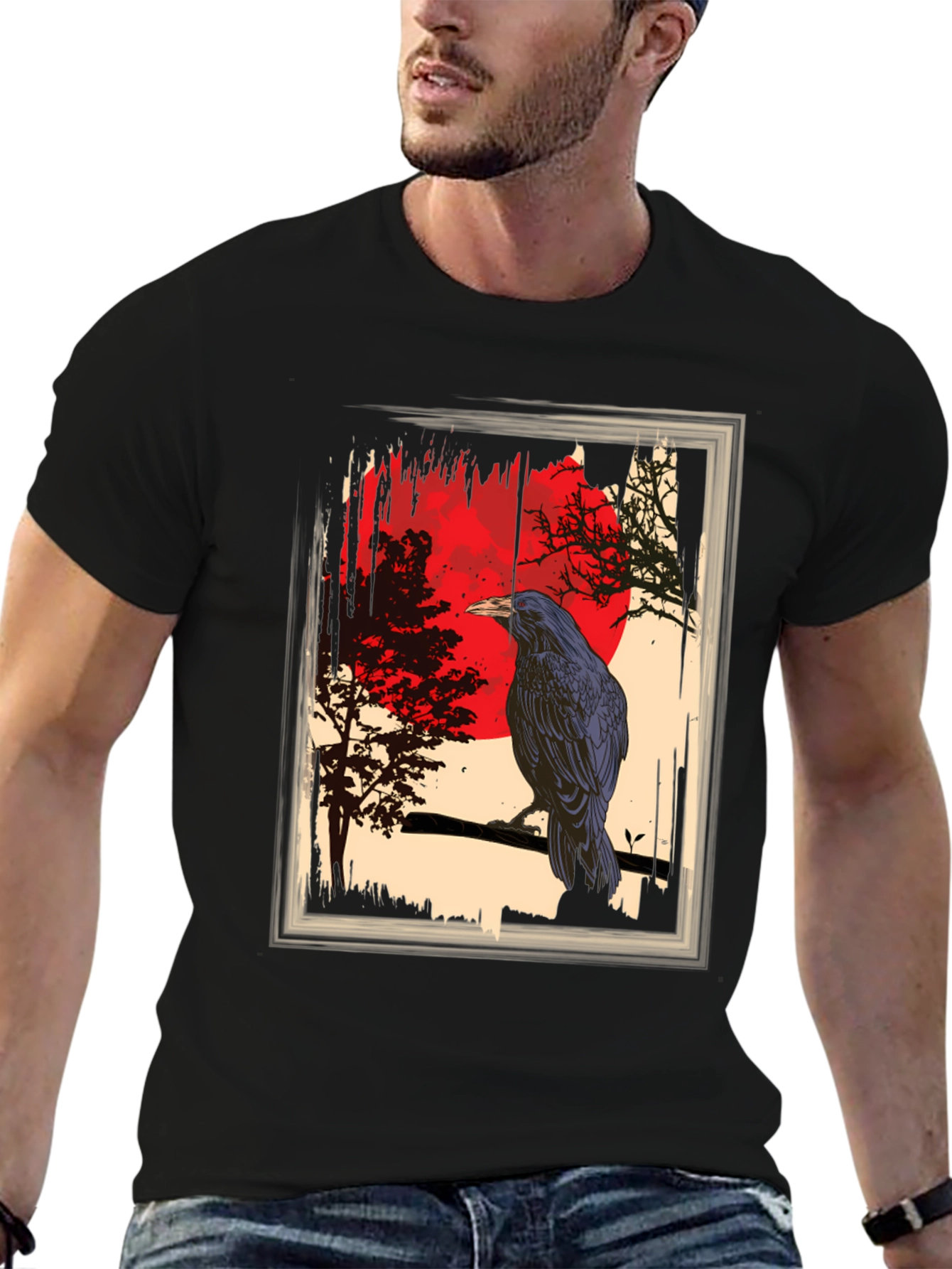 Raven Moon Graphic Tee - Dark Avian Style