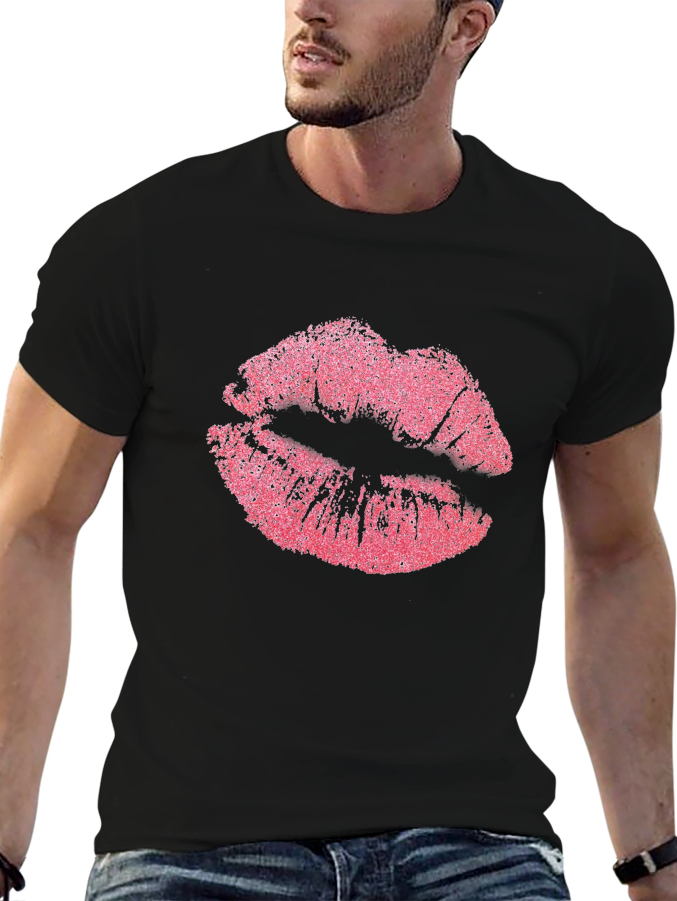 Kiss Print Black T-Shirt