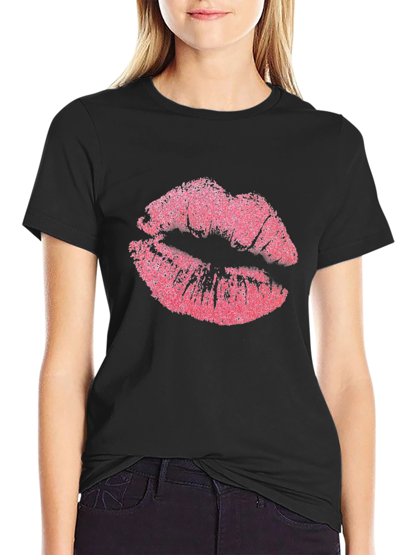 Kiss Print Black T-Shirt