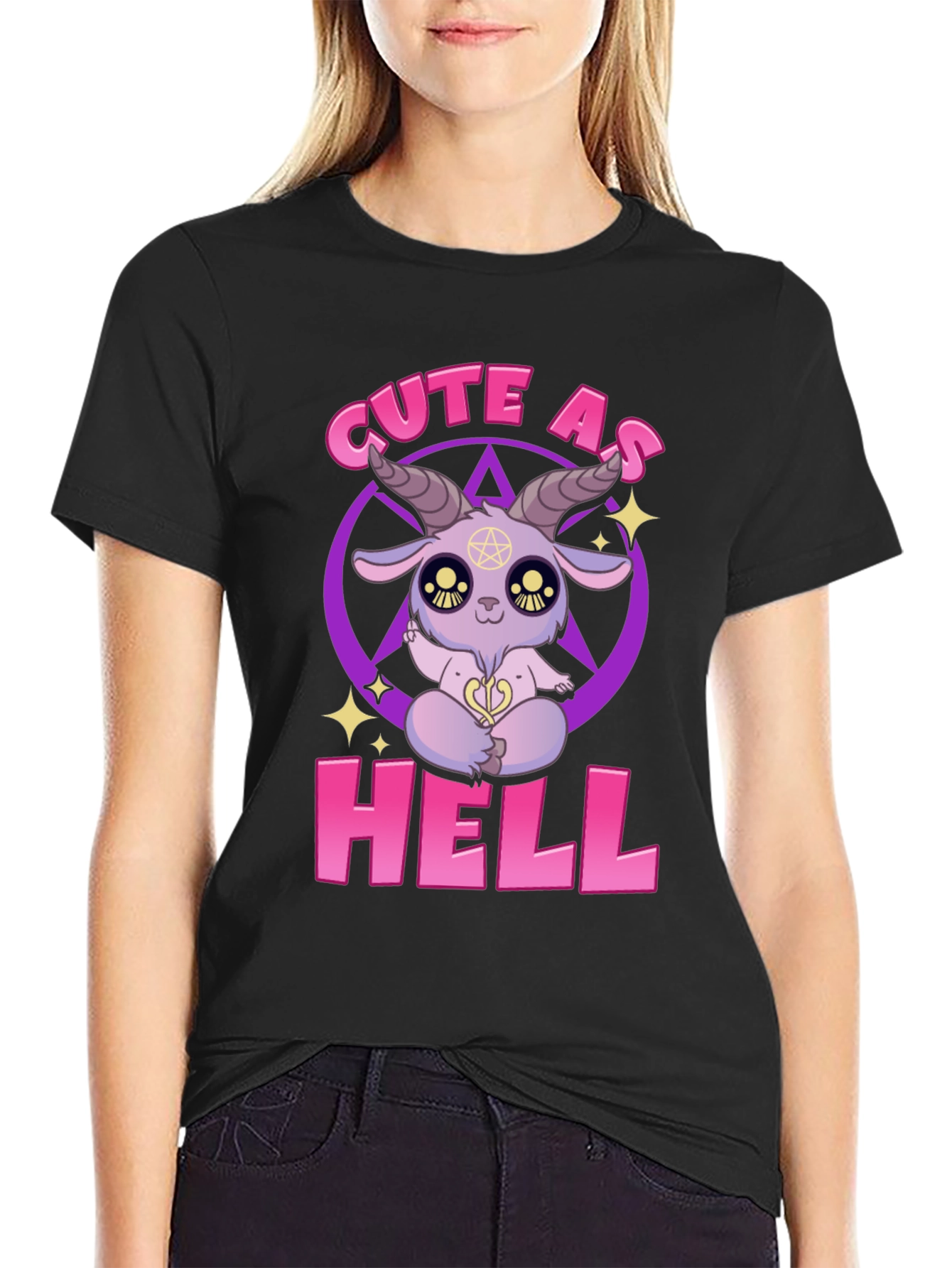 Cute As Hell T-Shirt - Baphomet Cartoon Design
