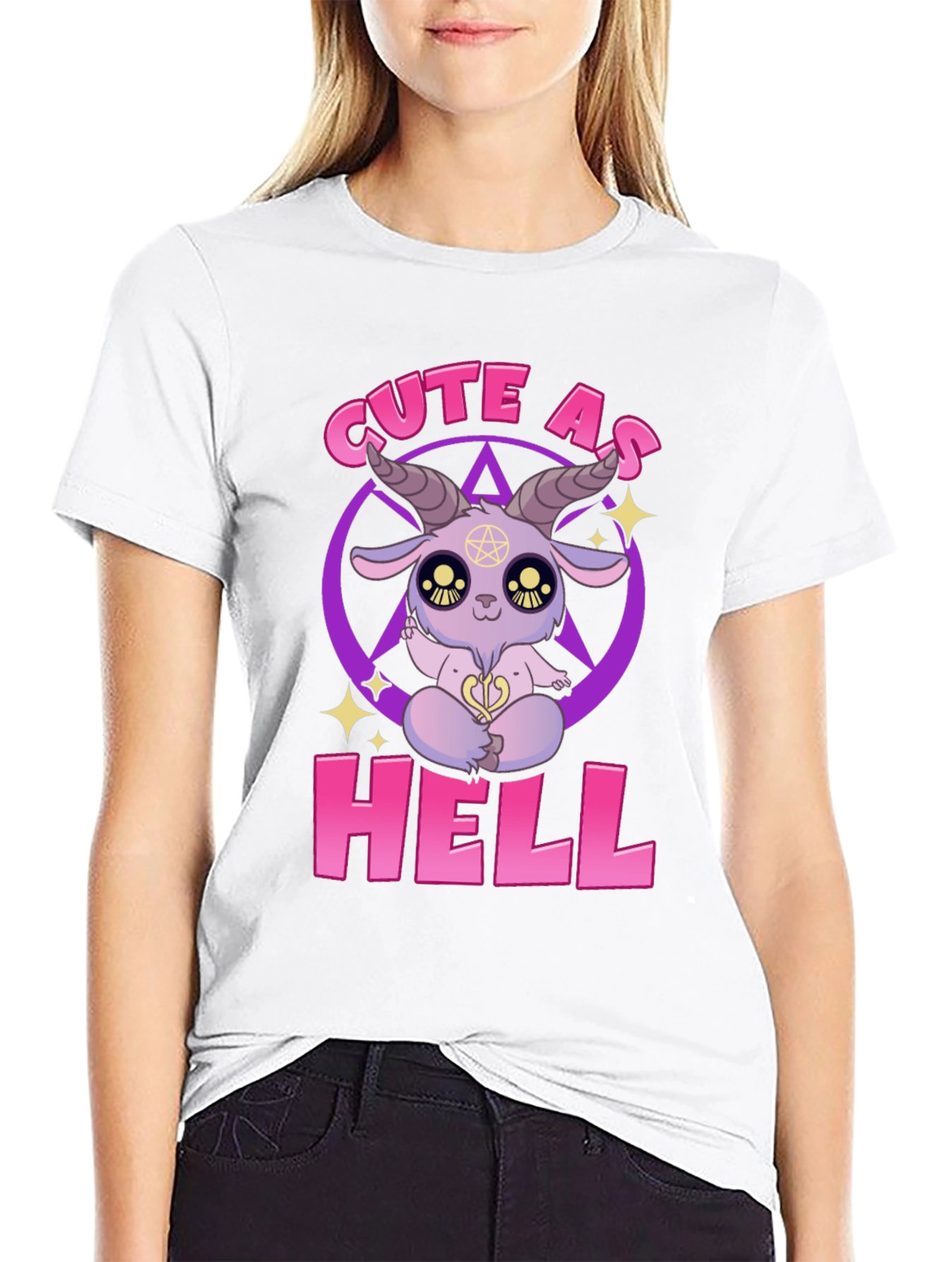 Cute As Hell T-Shirt - Baphomet Cartoon Design