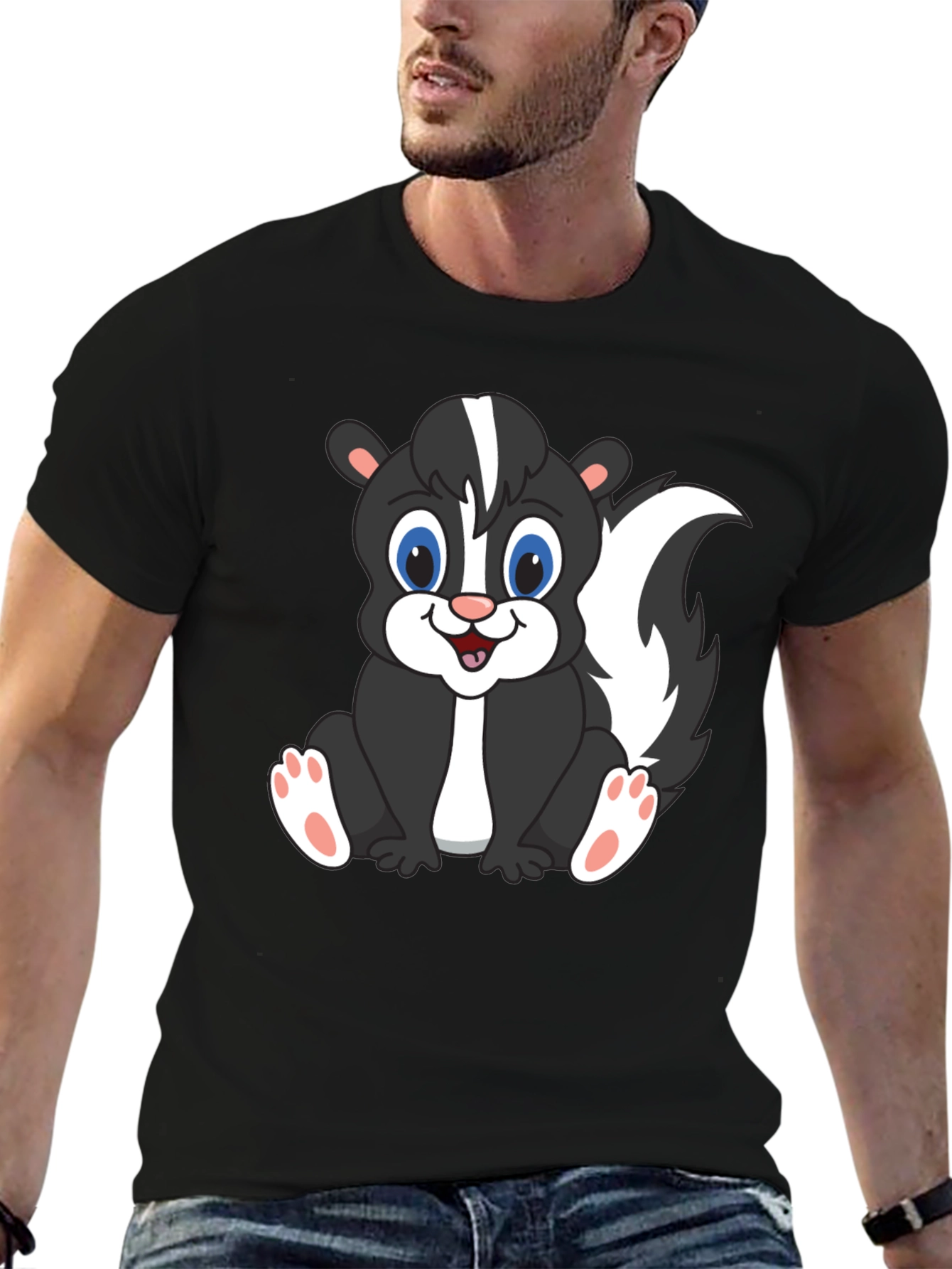 Cute Skunk Graphic T-Shirt - Black Unisex Tee