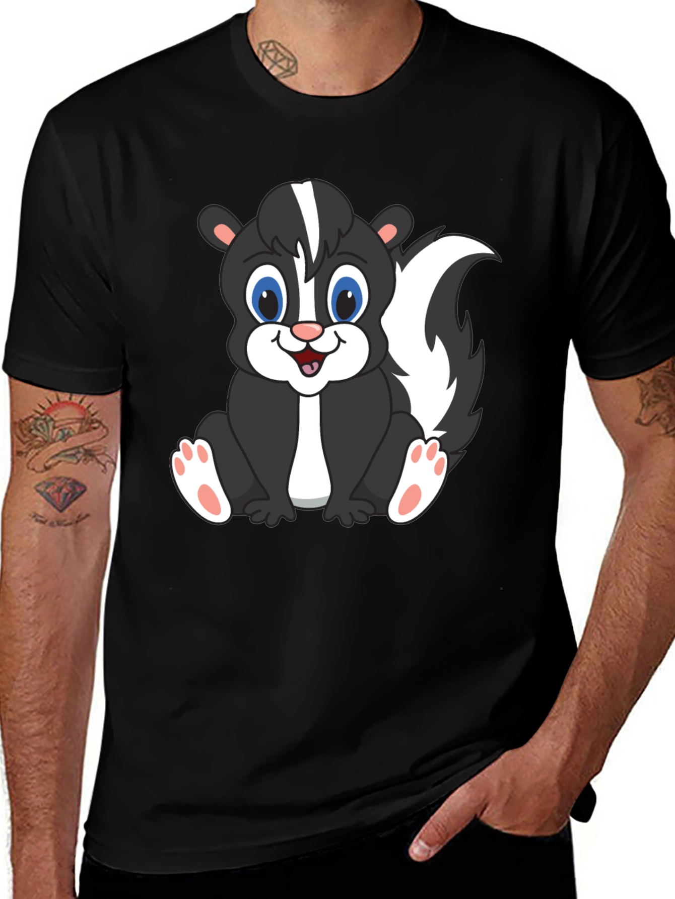 Cute Skunk Graphic T-Shirt - Black Unisex Tee