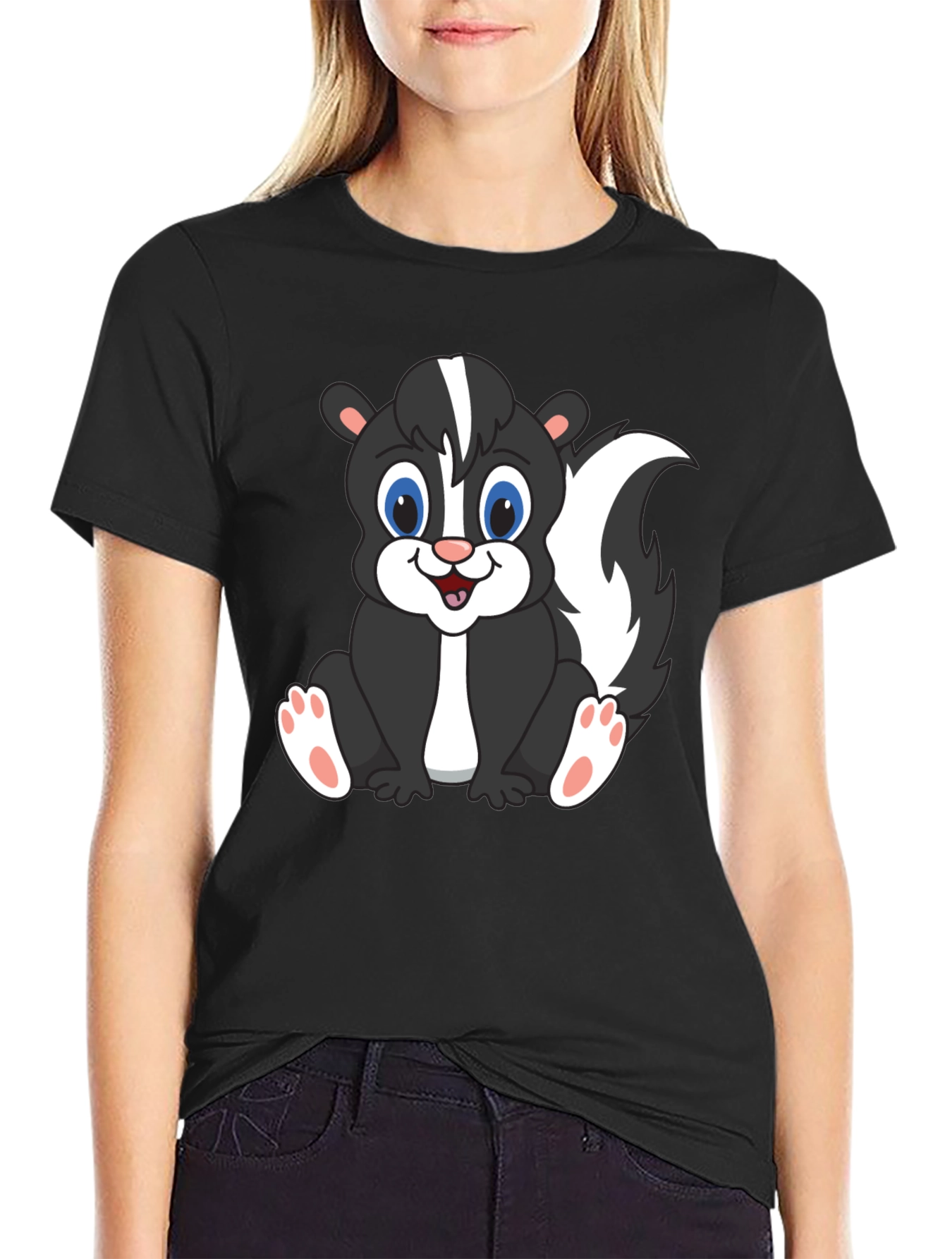 Cute Skunk Graphic T-Shirt - Black Unisex Tee