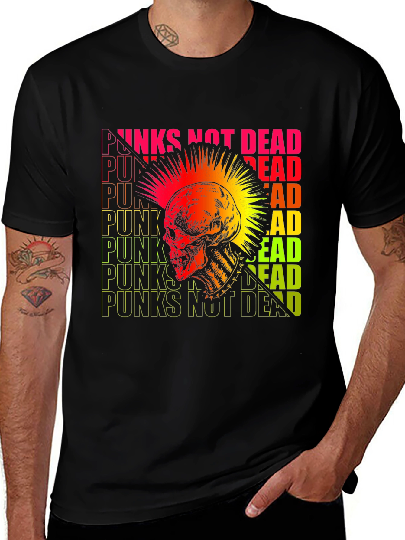 Punk Rock Skull Graphic Tee - Not Dead