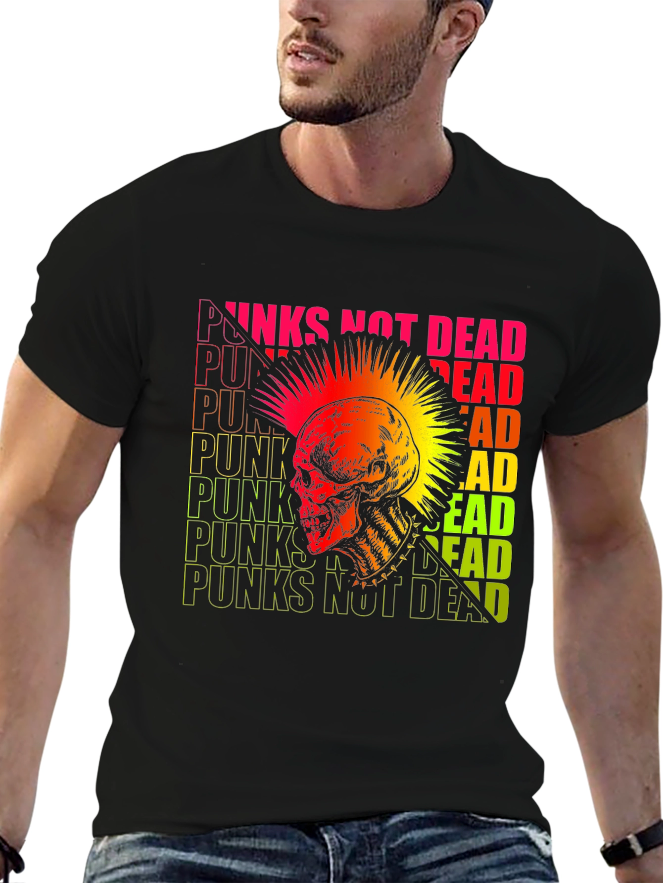 Punk Rock Skull Graphic Tee - Not Dead