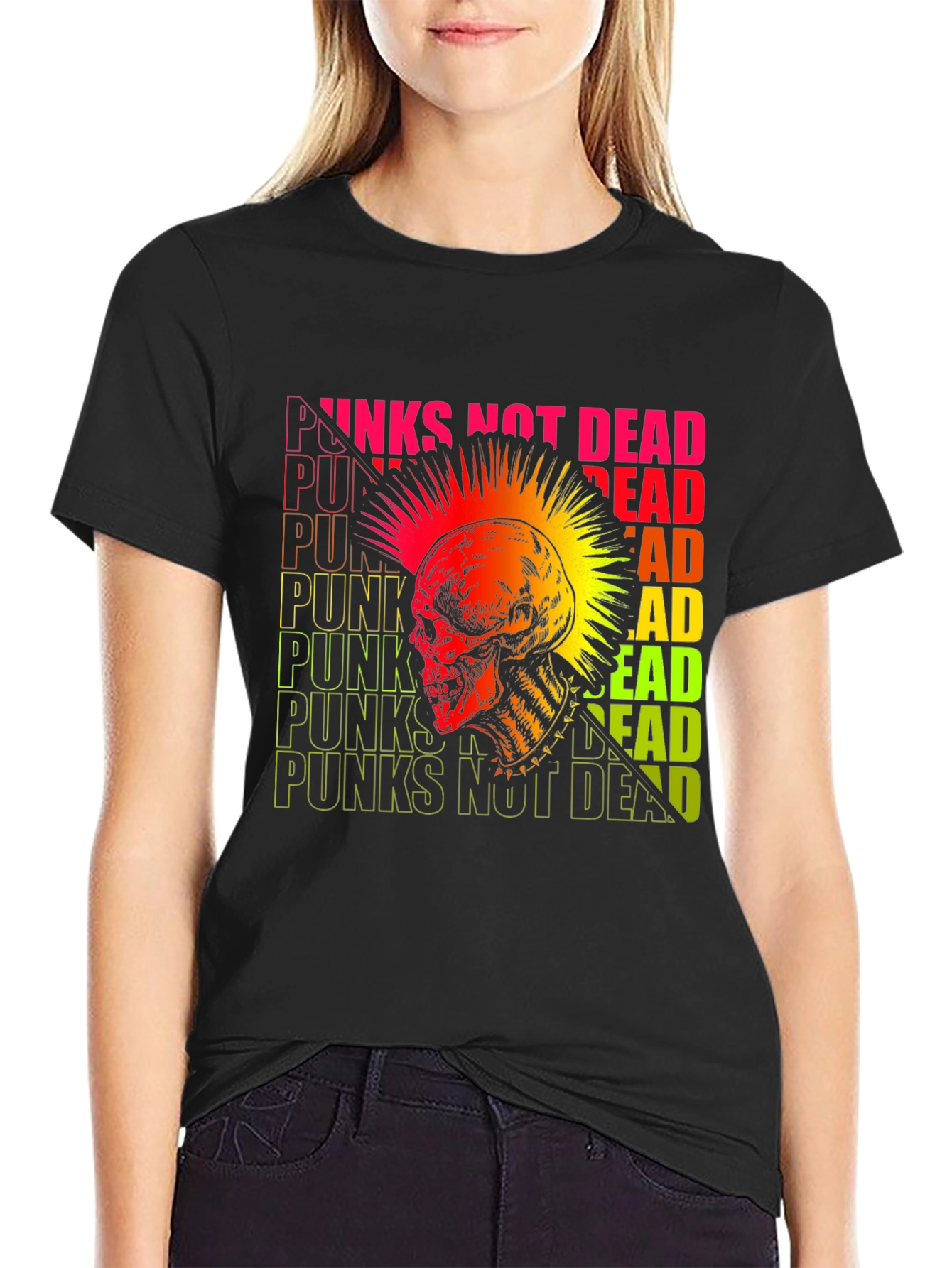 Punk Rock Skull Graphic Tee - Not Dead