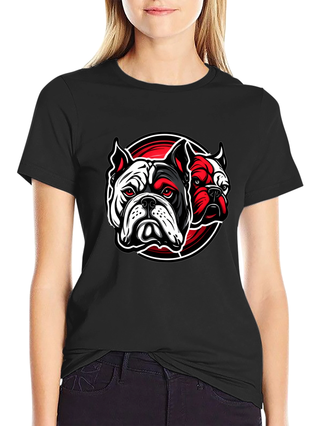 Bulldog Graphic Print Black T-Shirt