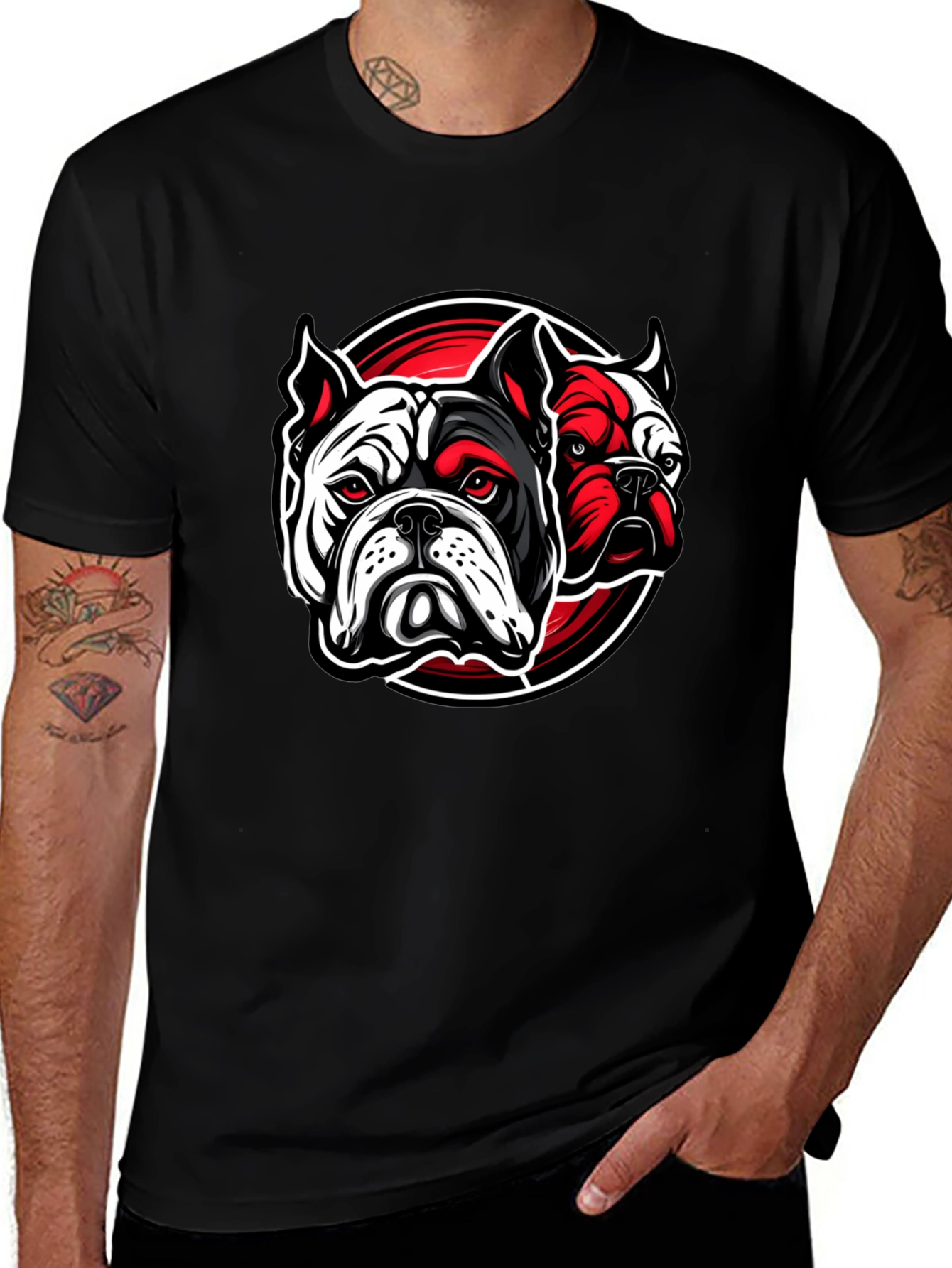 Bulldog Graphic Print Black T-Shirt