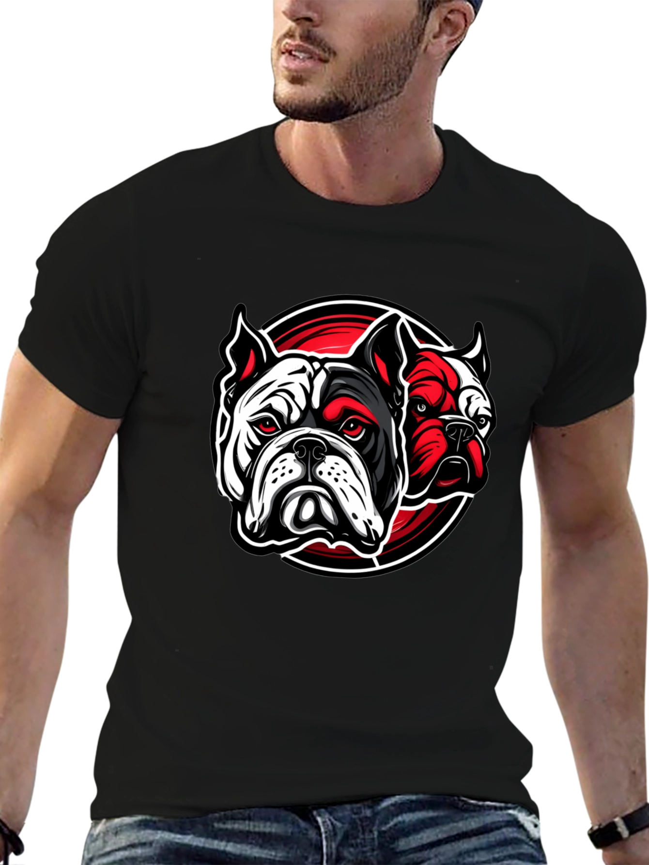 Bulldog Graphic Print Black T-Shirt
