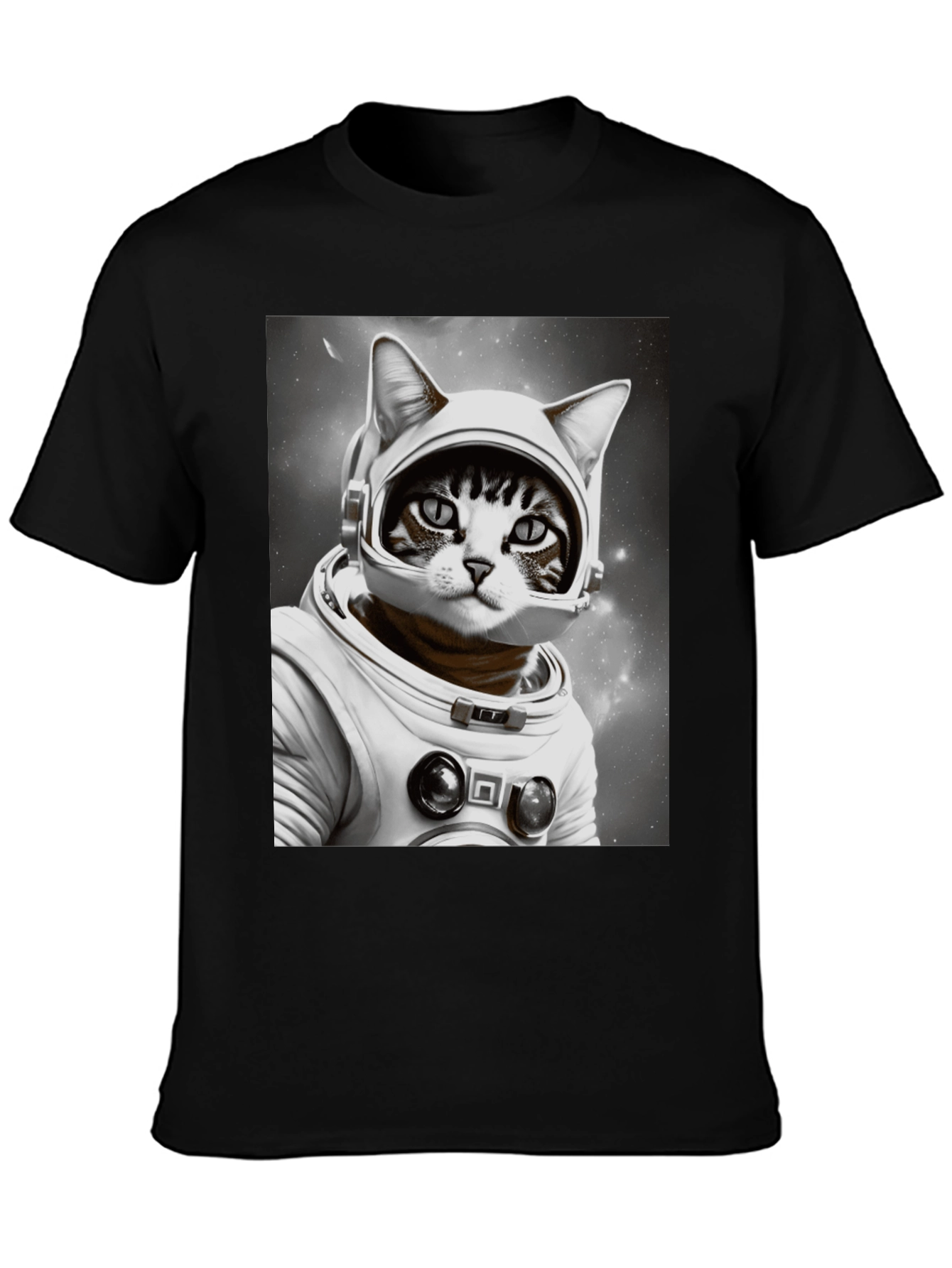 Cat Astronaut Graphic T-Shirt - Black Unisex Tee