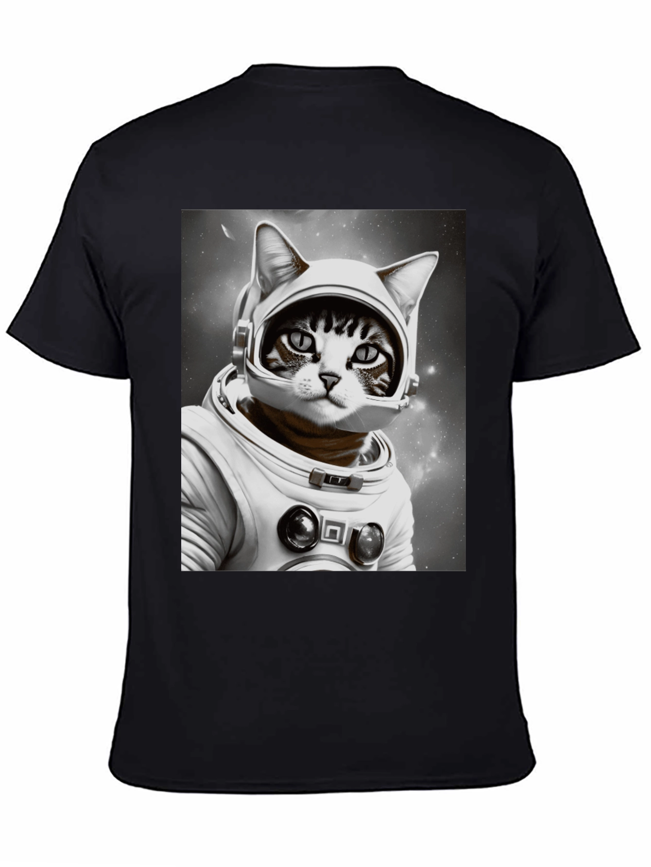 Cat Astronaut Graphic T-Shirt - Black Unisex Tee