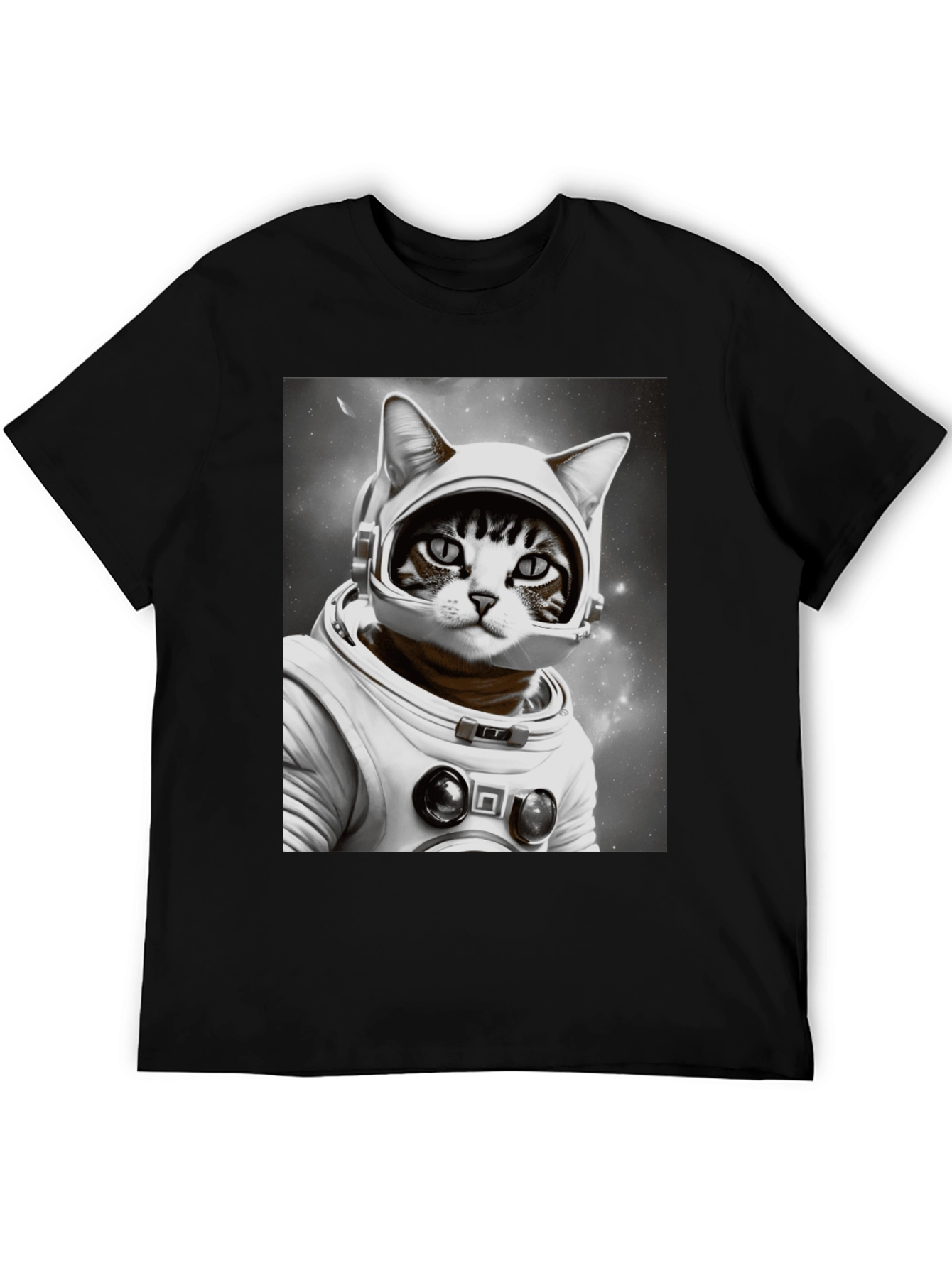 Cat Astronaut Graphic T-Shirt - Black Unisex Tee