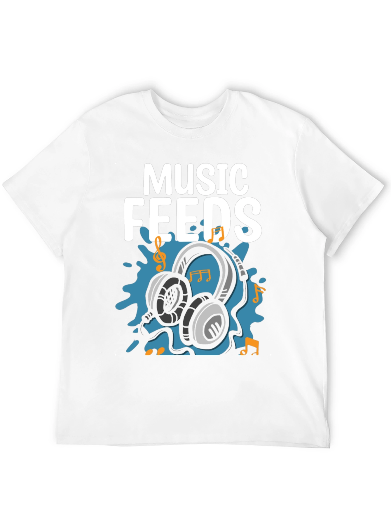Music Feeds Headphones Black T-Shirt